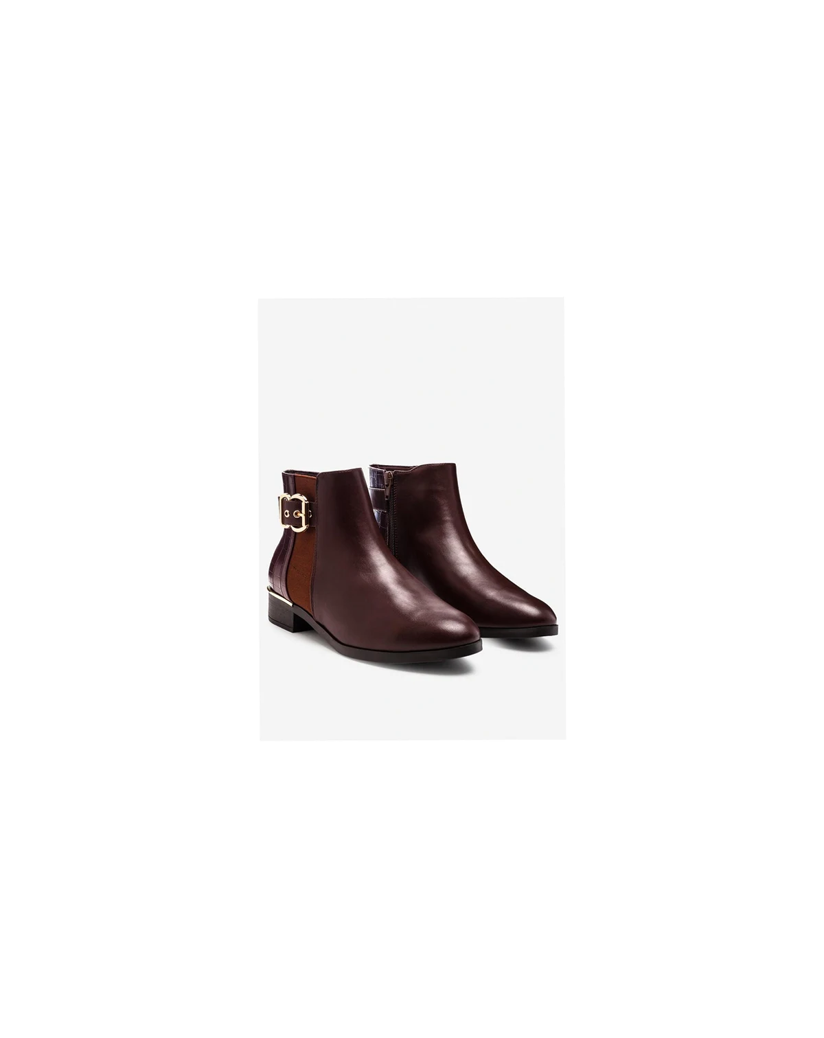 Women's Frothy Buckled Ankle Boots With Croc Detail