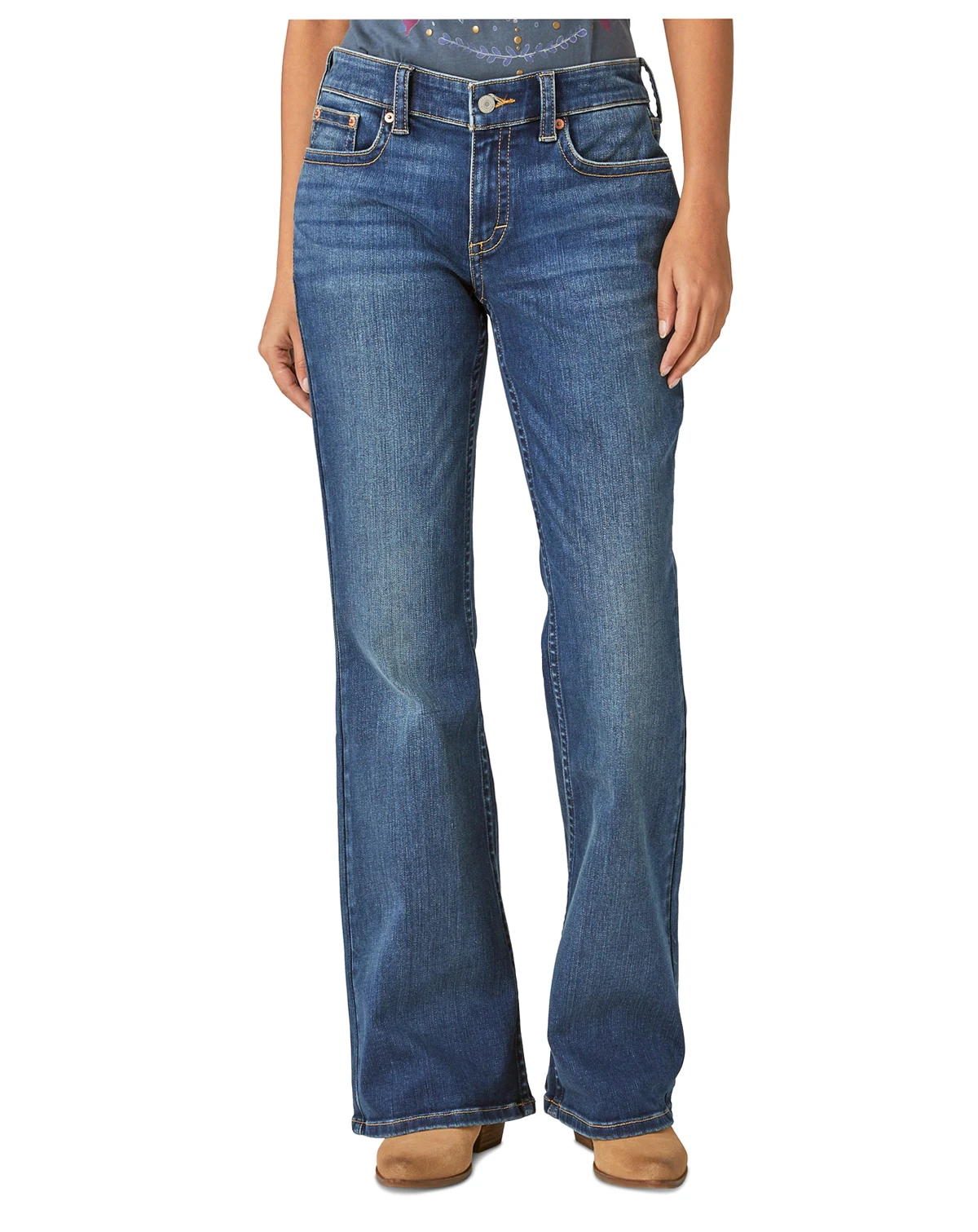 Women's Low Rise Flap-Pocket Flared Jeans