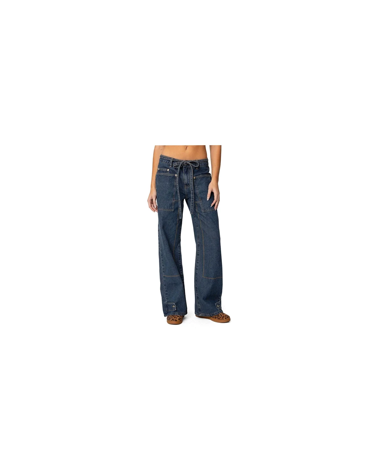 Womens Funky Stitch Low Rise Jeans