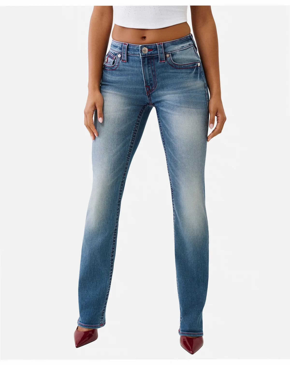 Women's Billie Mid Rise Straight Flap Jeans