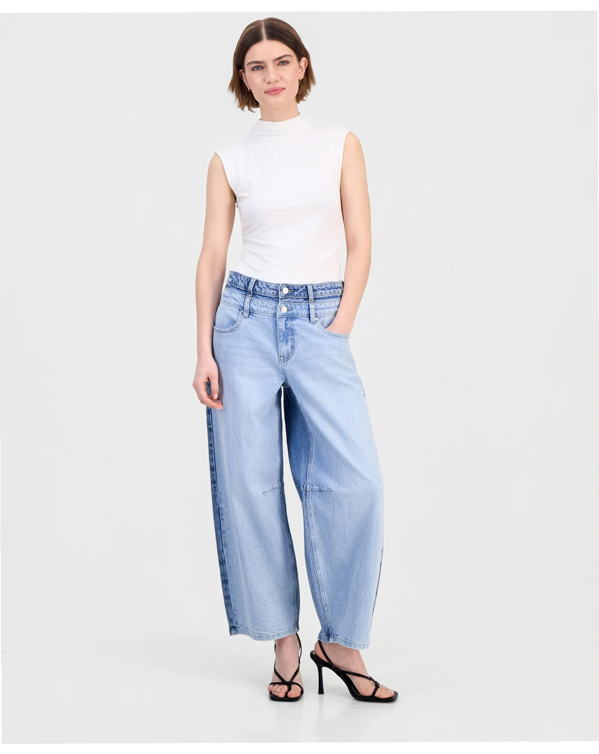 Women's High-Rise Barrel-Leg Jeans, Macy's Exclusive