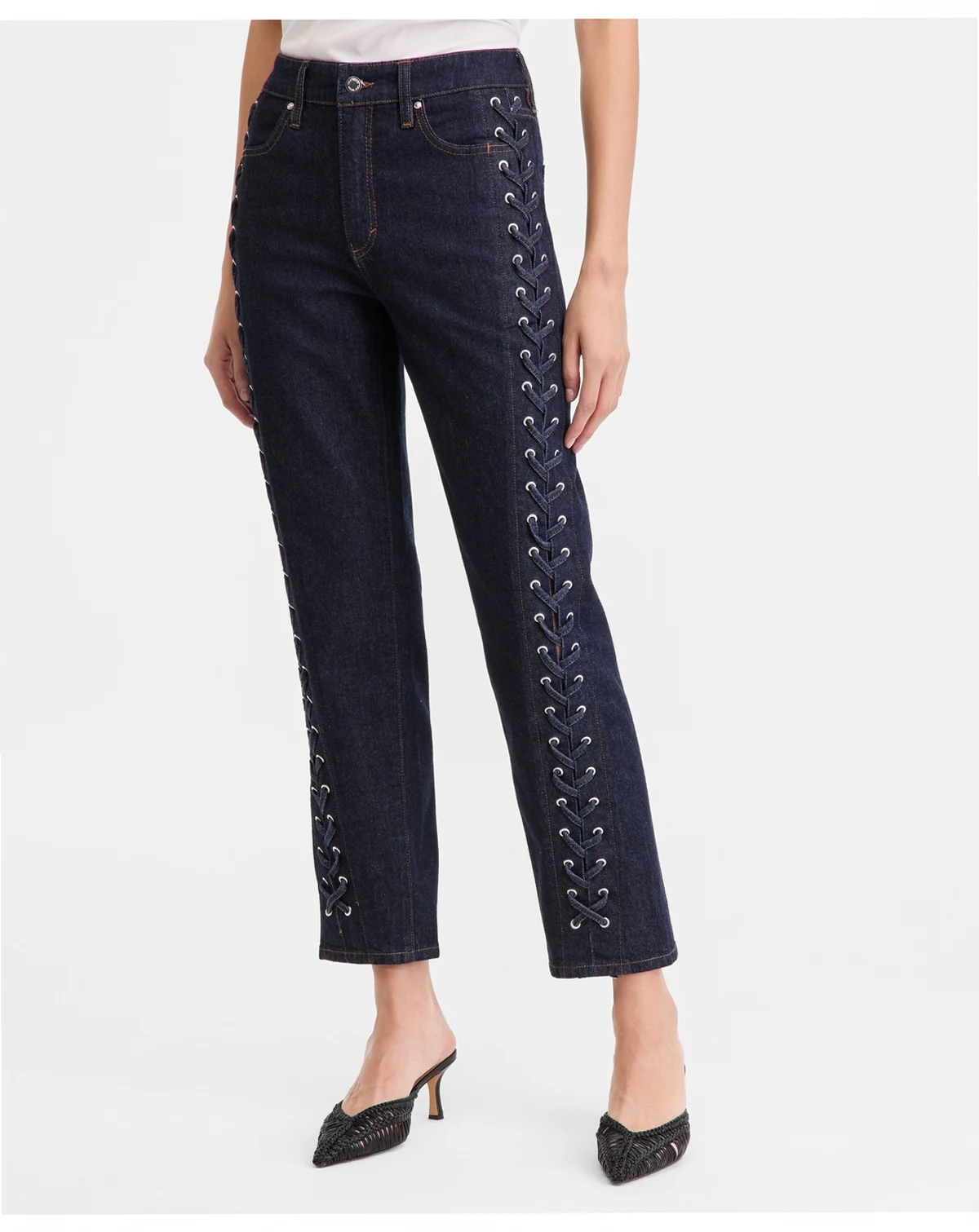 Women's Lace-Up Straight-Leg Jeans, Macy's Exclusive