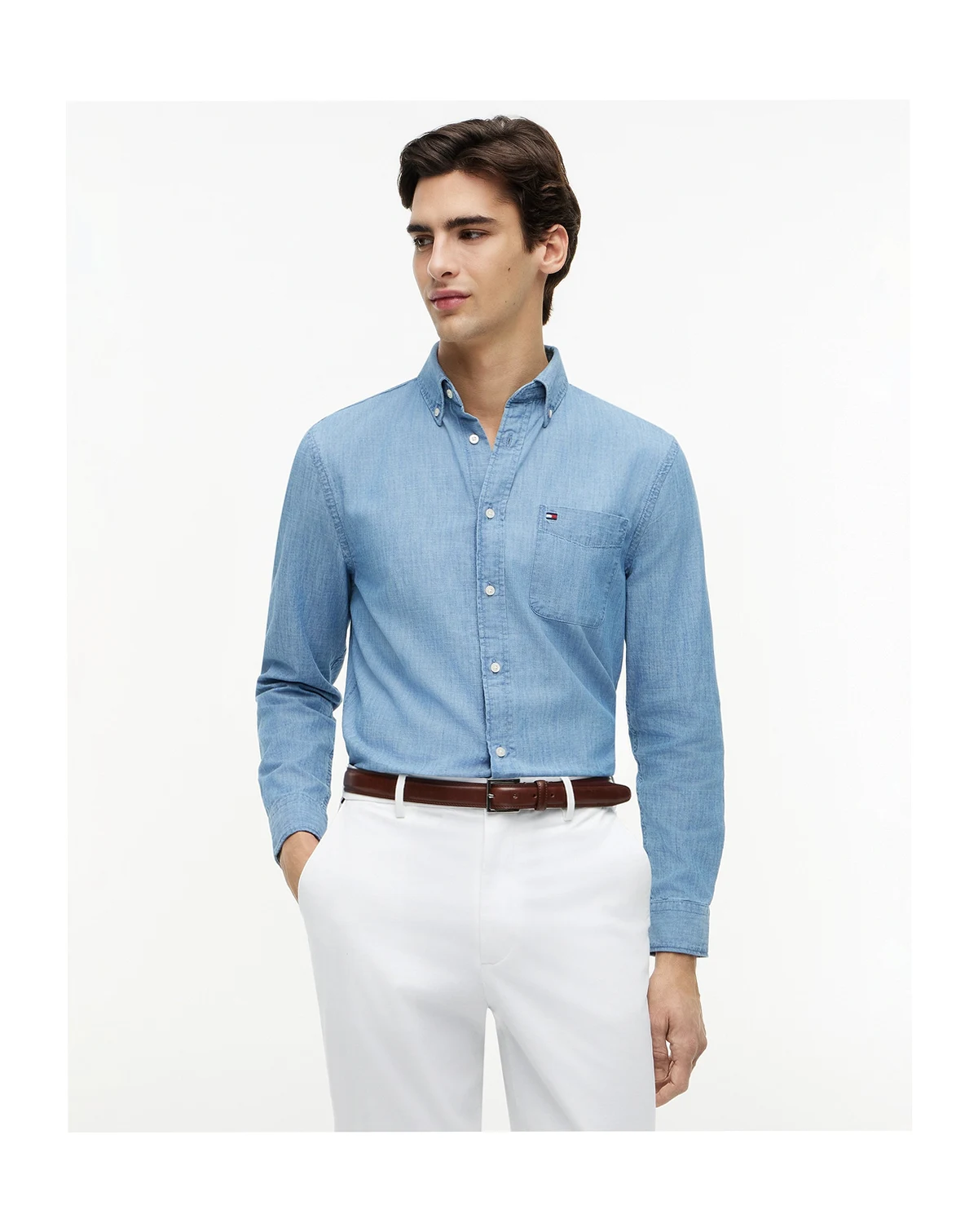 Men's Regular-Fit Chambray Pocket Shirt