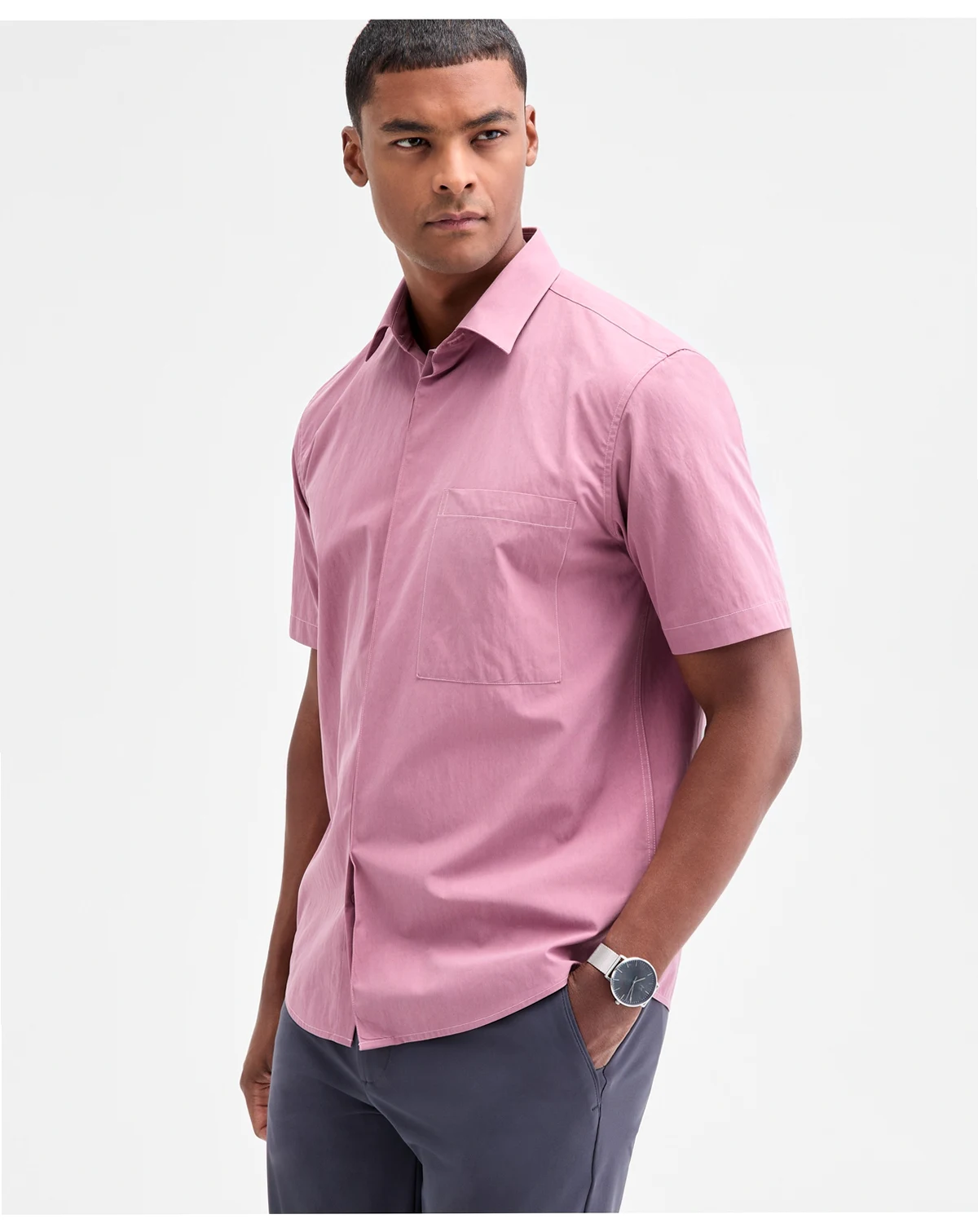 Men's Short Sleeve One-Pocket Button-Front Shirt, Macy's Exclusive