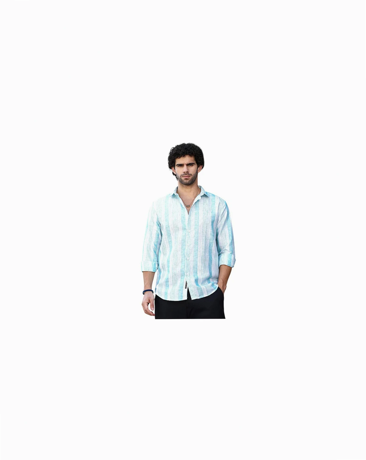 Men's Sky Blue Pincandy-Striped Regular Shirt