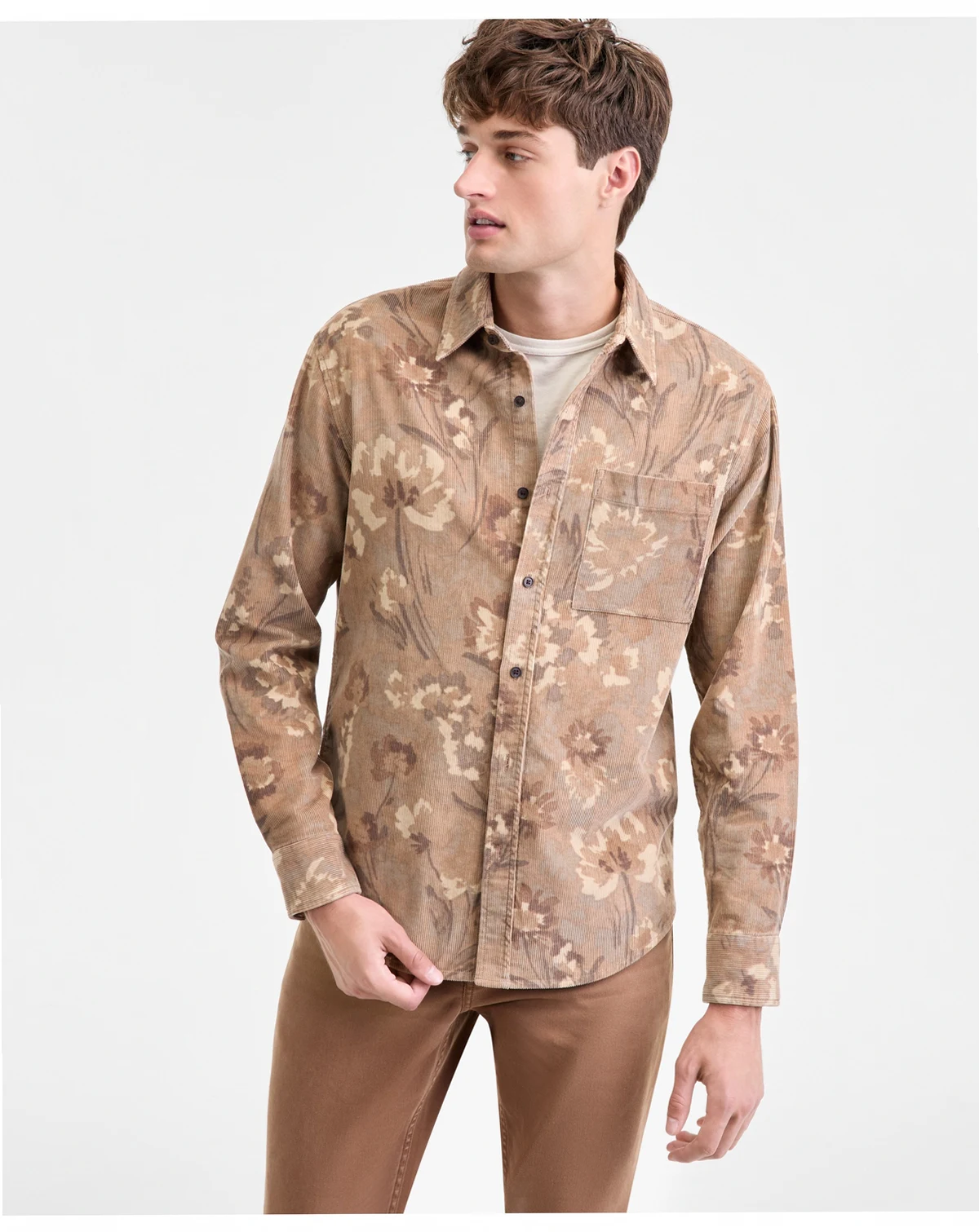 Men's Woods Long-Sleeve Cotton Shirt, Macy's Exclusive
