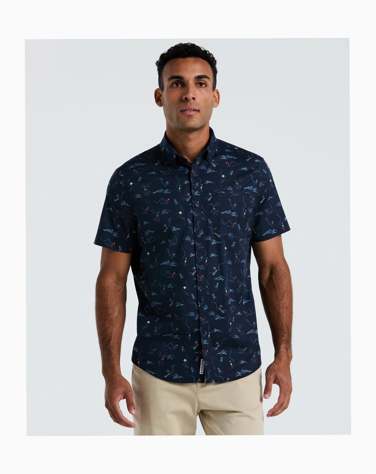 Men's Short Sleeve All-Over Print Skiers Shirt