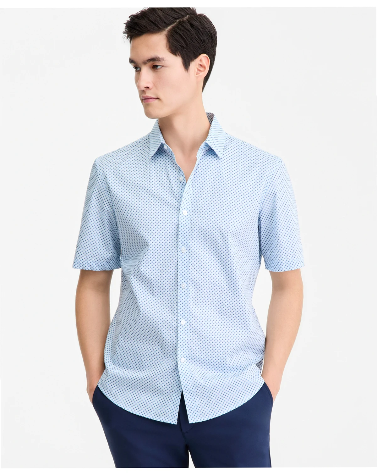 Men's Thomas Short-Sleeve Cotton Geo Shirt, Macy's Exclusive