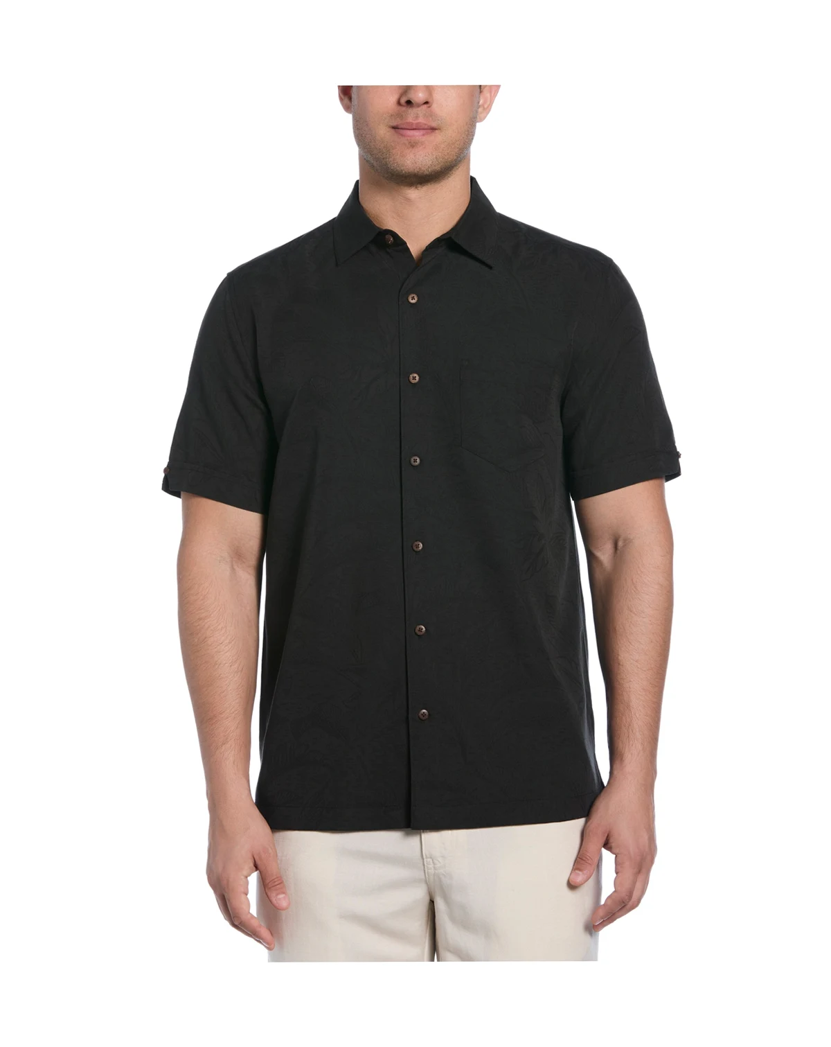 Men's Palm Print Short-Sleeve Button-Down Shirt