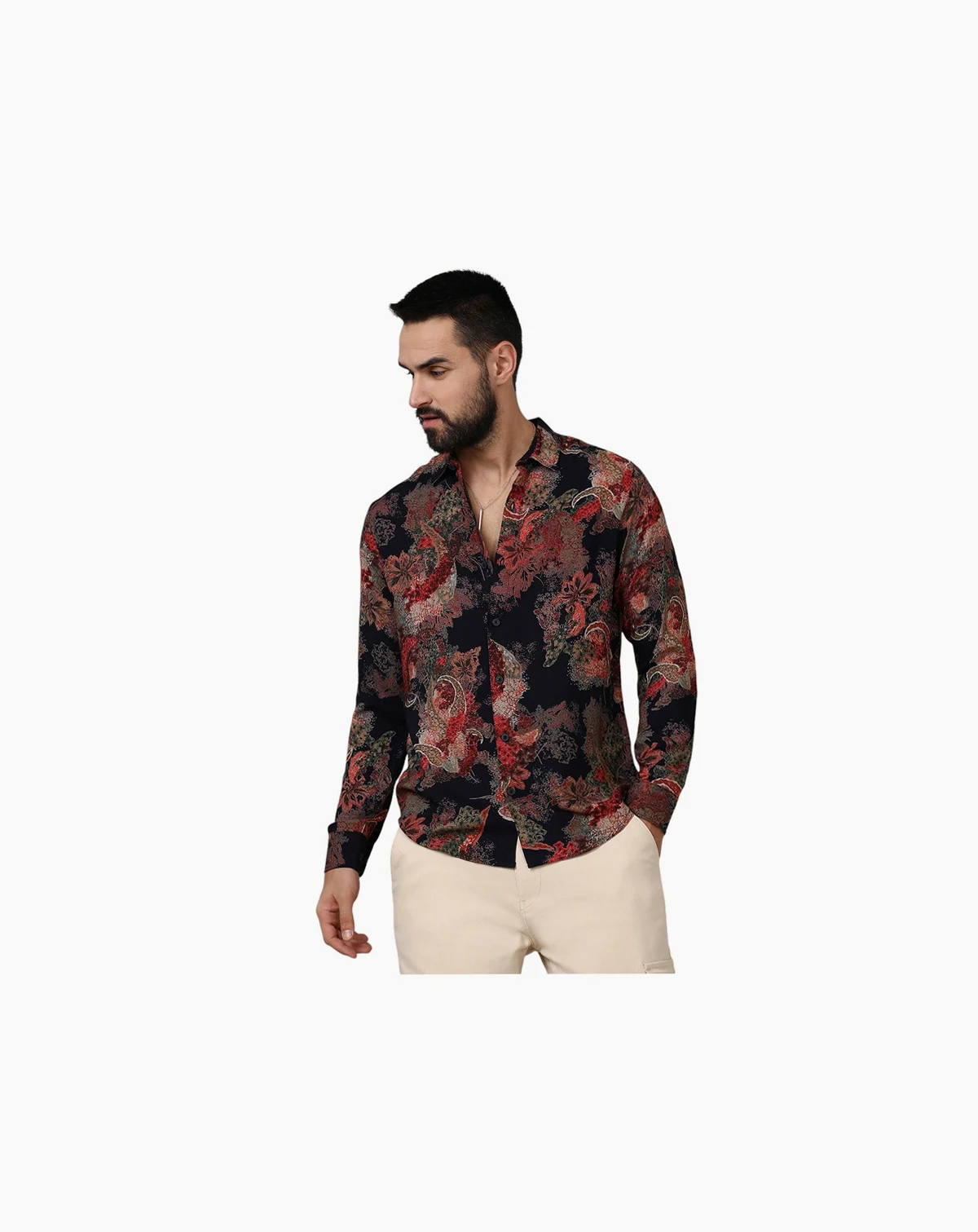 Men's Crimson Red & Midnight Black Paisley Flora Shirt
