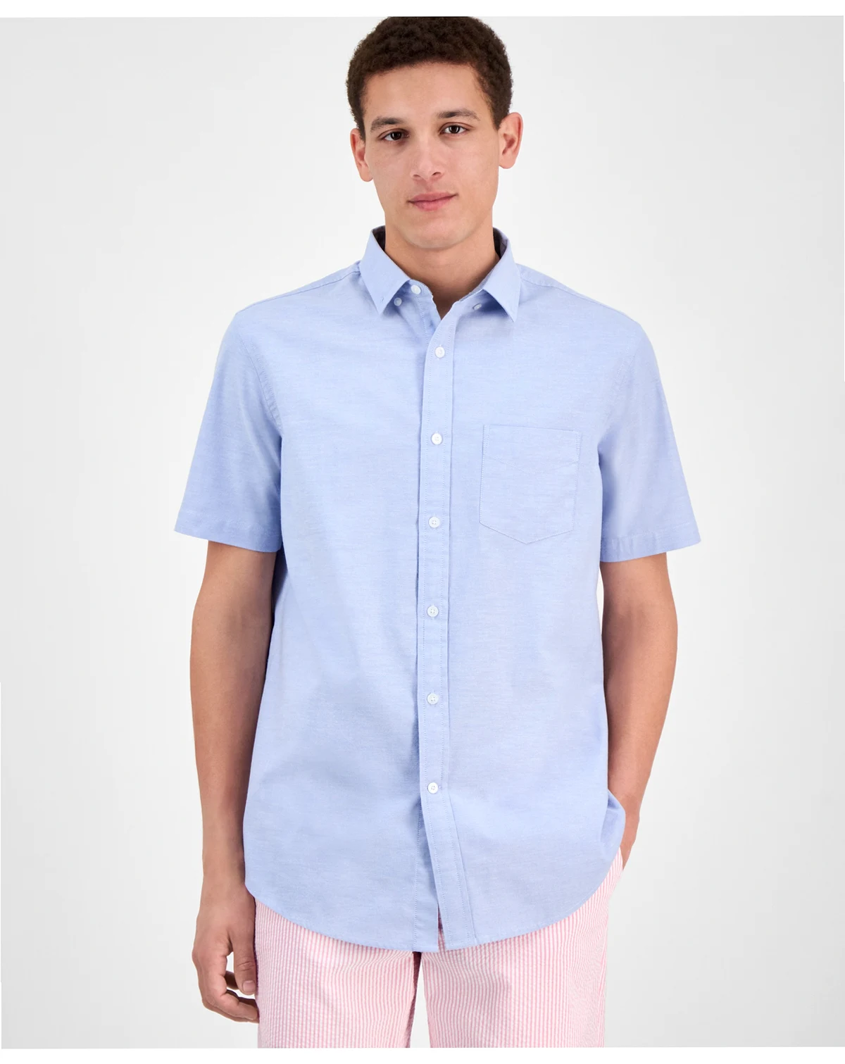 Men's Short Sleeve Button-Down Oxford Shirt, Created for Macy's