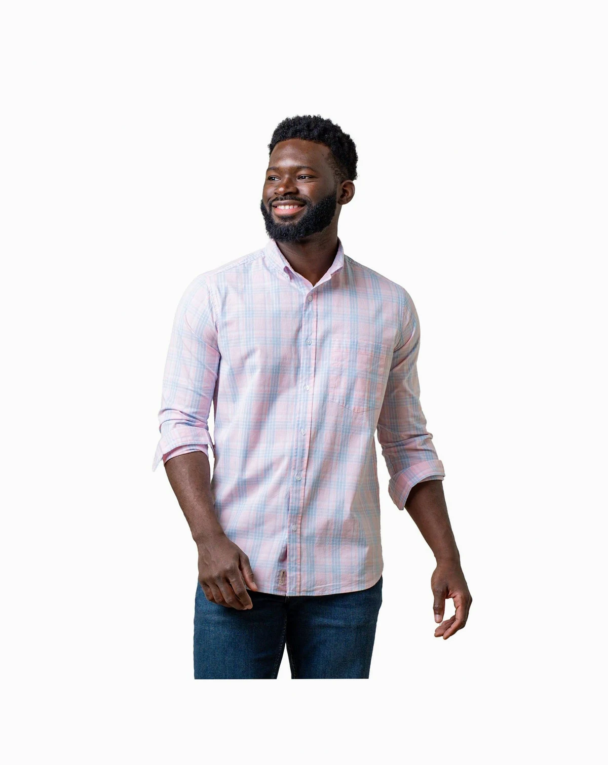 Men's Organic Long Sleeve Stretch Poplin Button Down Shirt