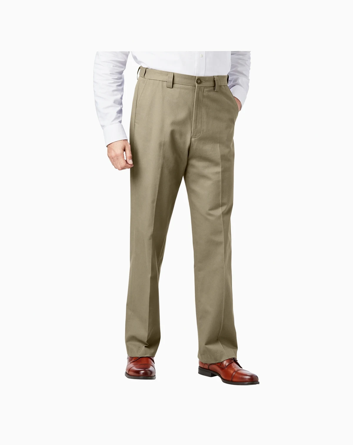 Big & Tall Relaxed Fit Wrinkle-Free Expandable Waist Plain Front Pants