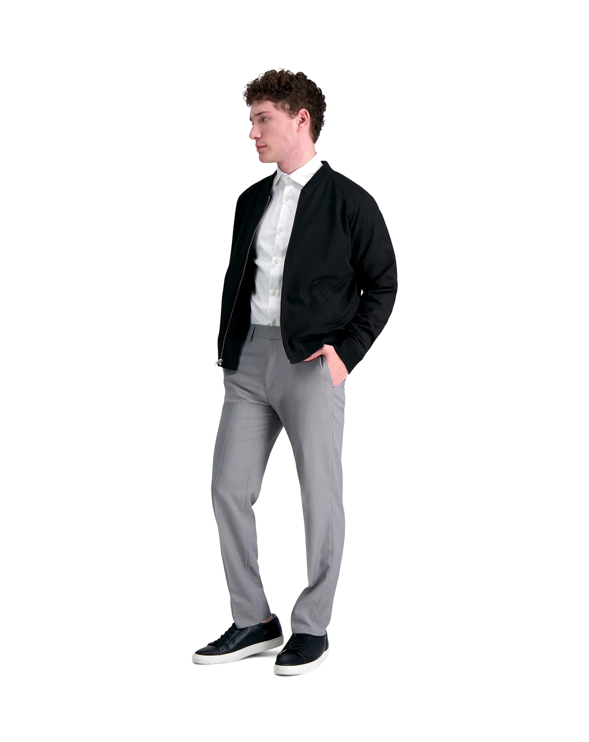 Men's Premium Comfort Slim-Fit Performance Stretch Flat-Front Dress Pants