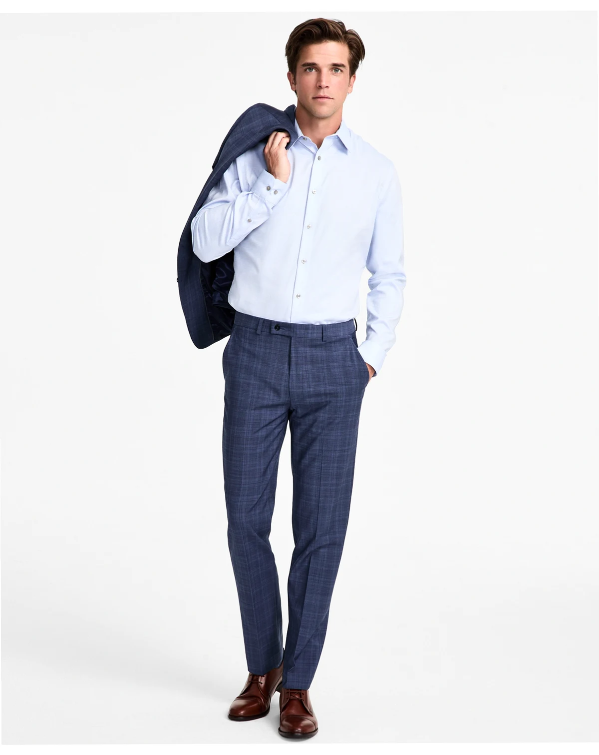 Men's Slim-Fit Wool Blend Suit Pants