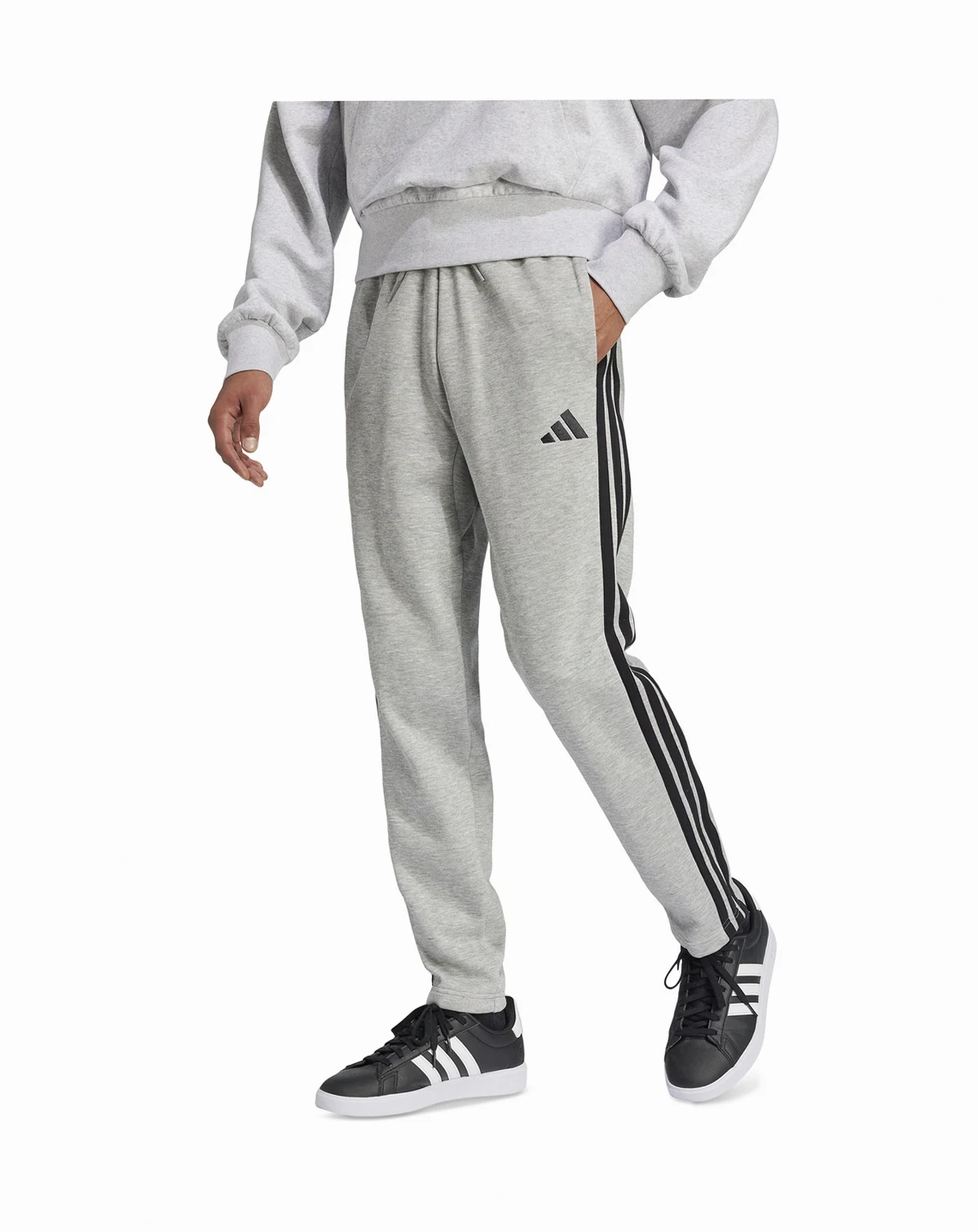 Men's Essentials 3-Stripes Regular Open Hem Fleece Pants