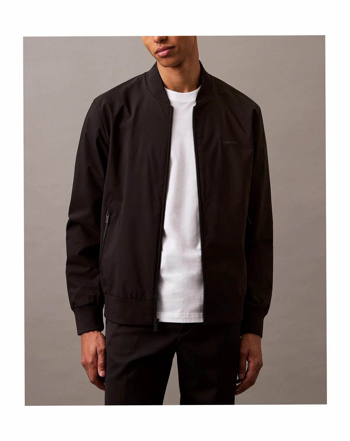 Men's Logo-Print Matte Bomber Jacket
