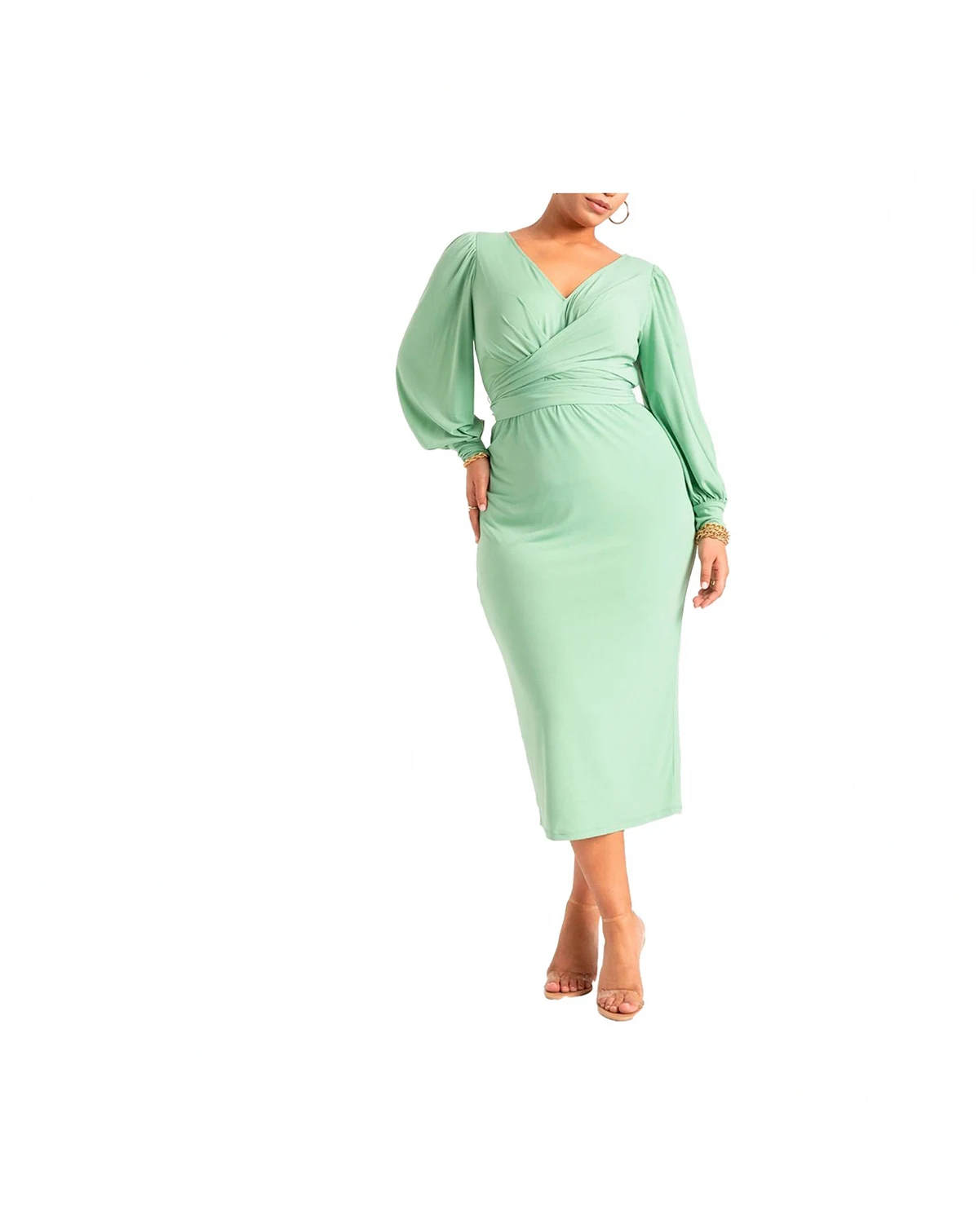 Women's Plus Size Cross Front Midi Dress