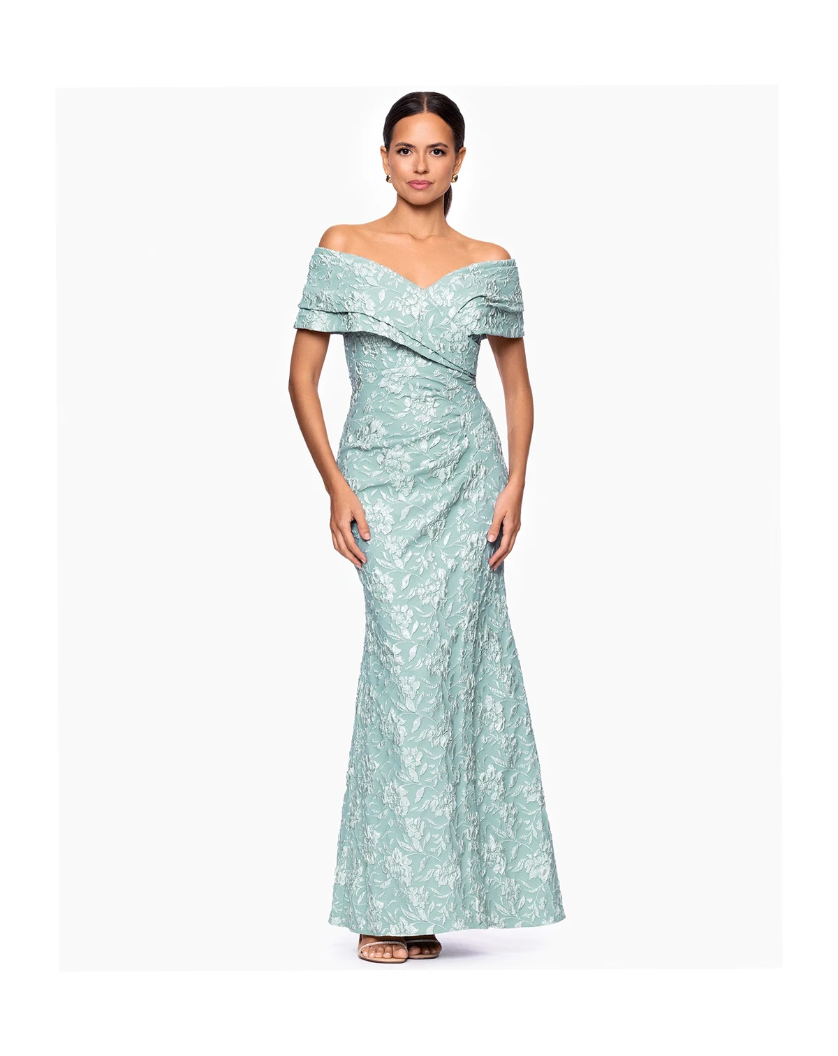 Petite Off-The-Shoulder Long Sheath Dress