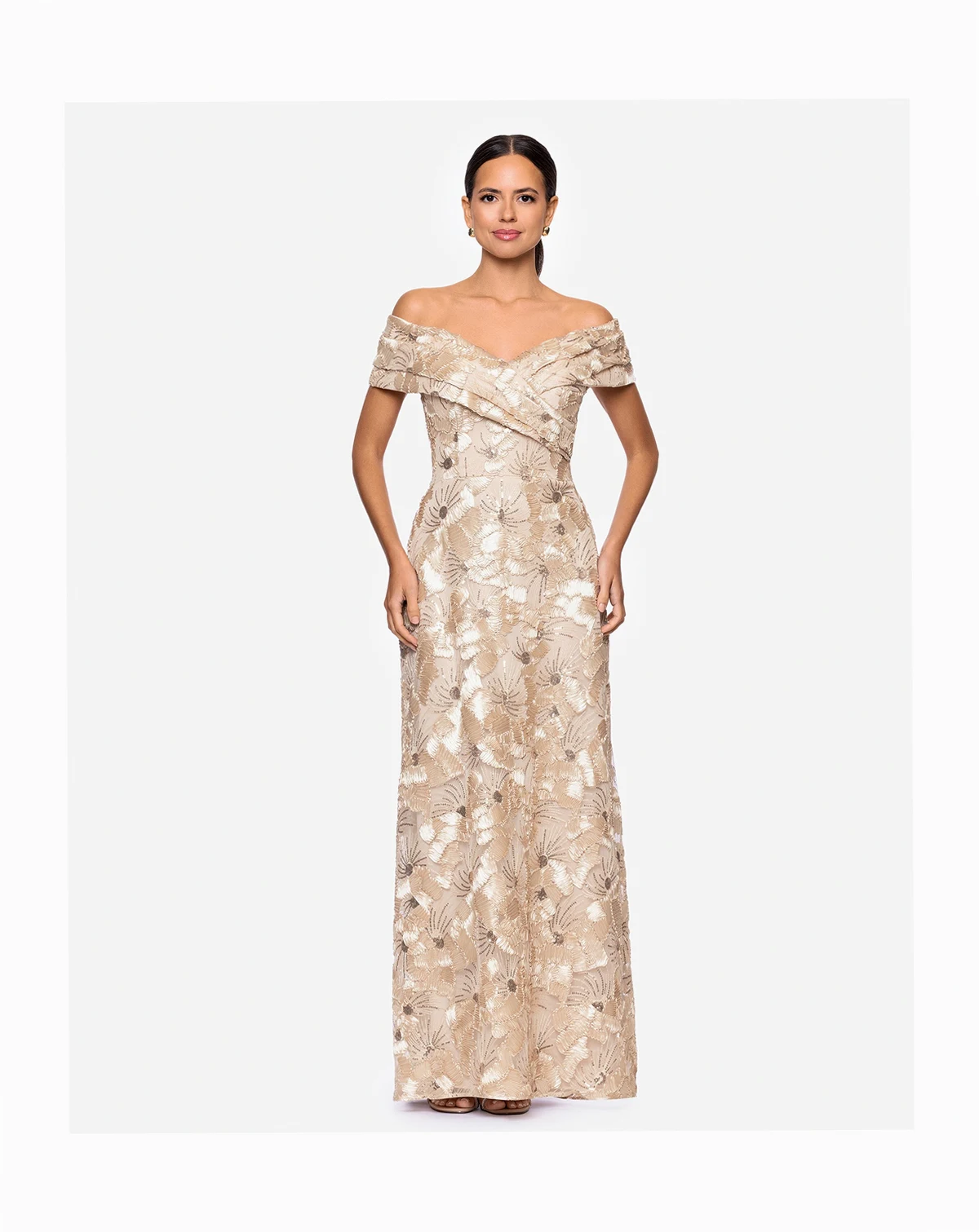 Petite Off-The-Shoulder A-Line Long Gown