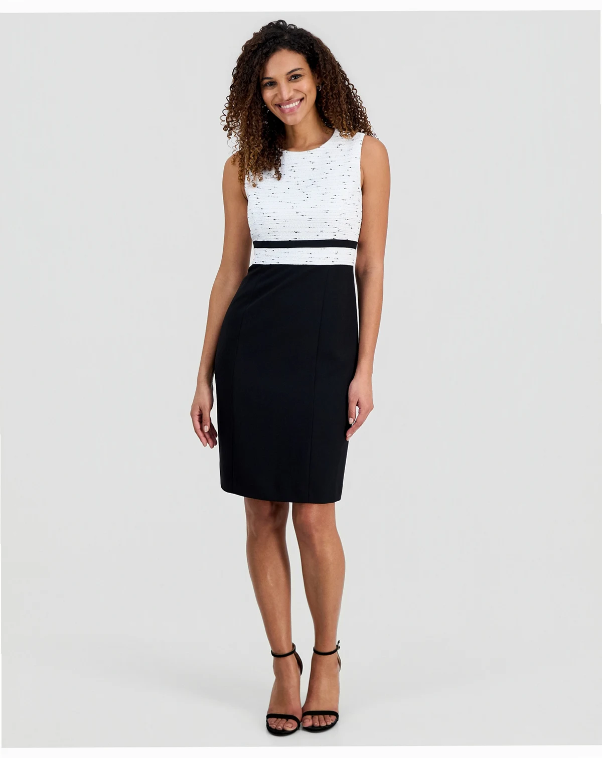 Women's Tweed-Crepe Framed Sheath Dress, Regular & Petite