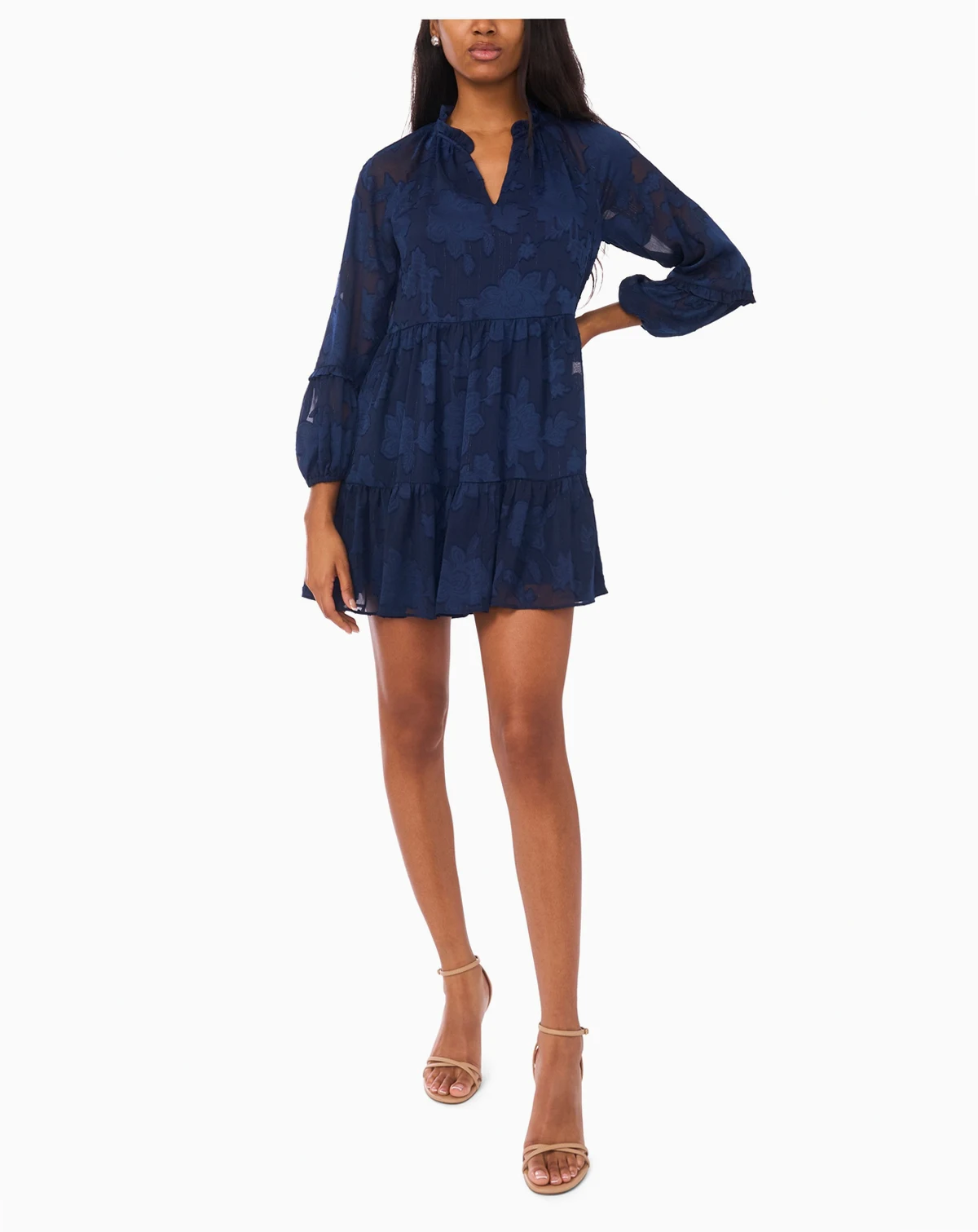 Petite Ruffle Sleeves Shift Dress