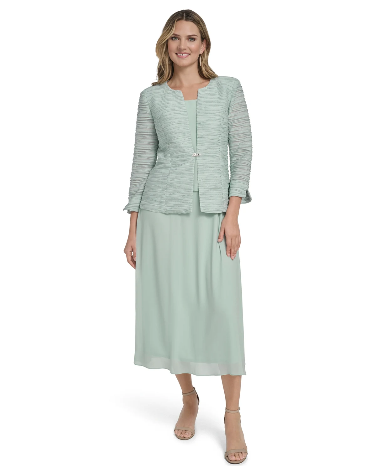 Petite 3/4-Length Sleeve Jacket Dress