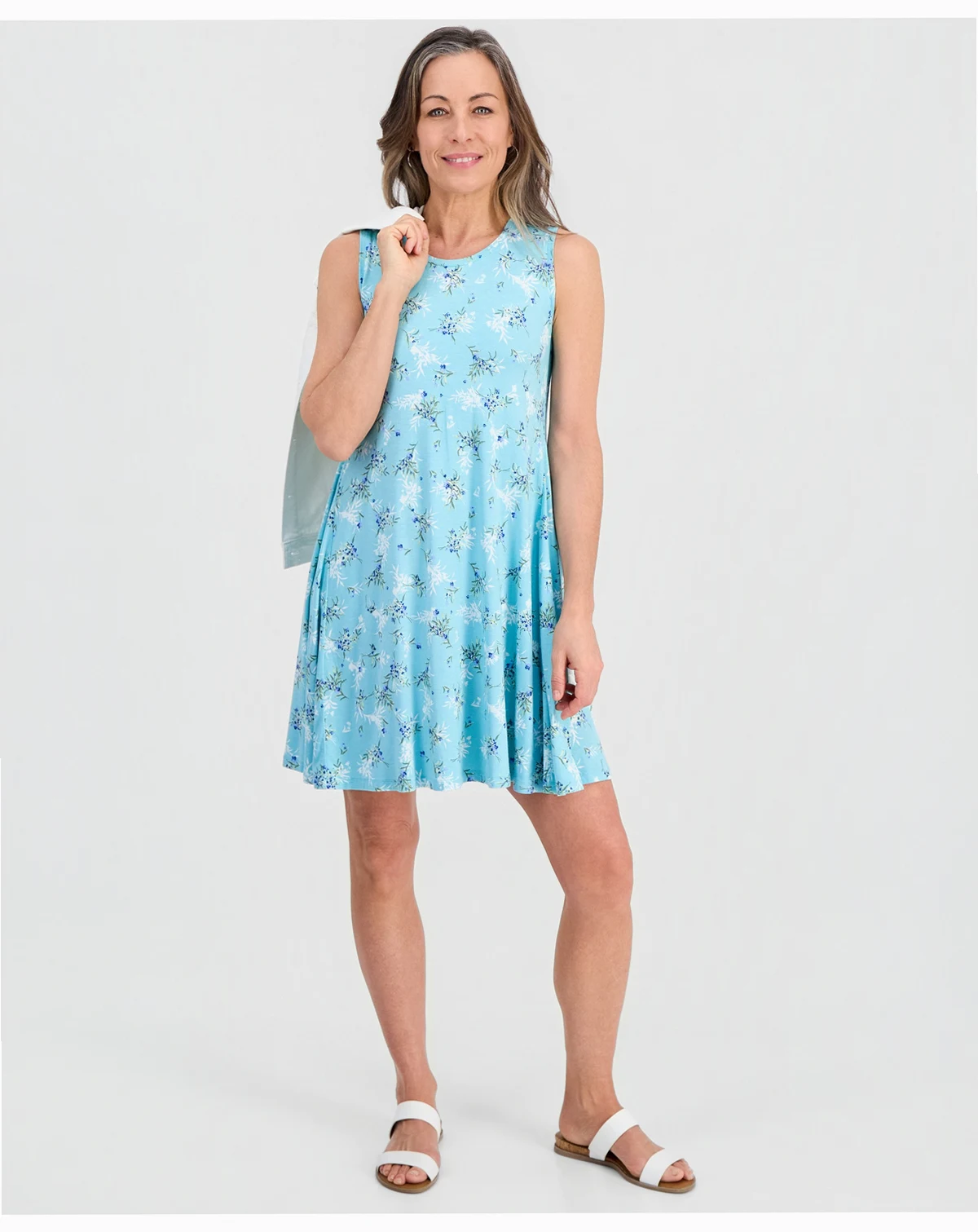 Petite Printed Knit Sleeveless Flip Flop Dress, Macy's Exclusive