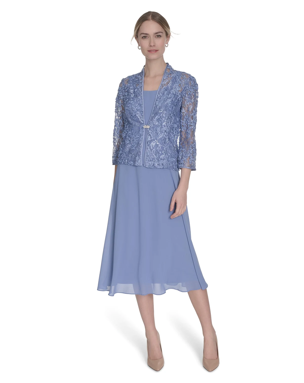Petite Soutache Jacket and Fit & Flare Dress, 2-Piece Set