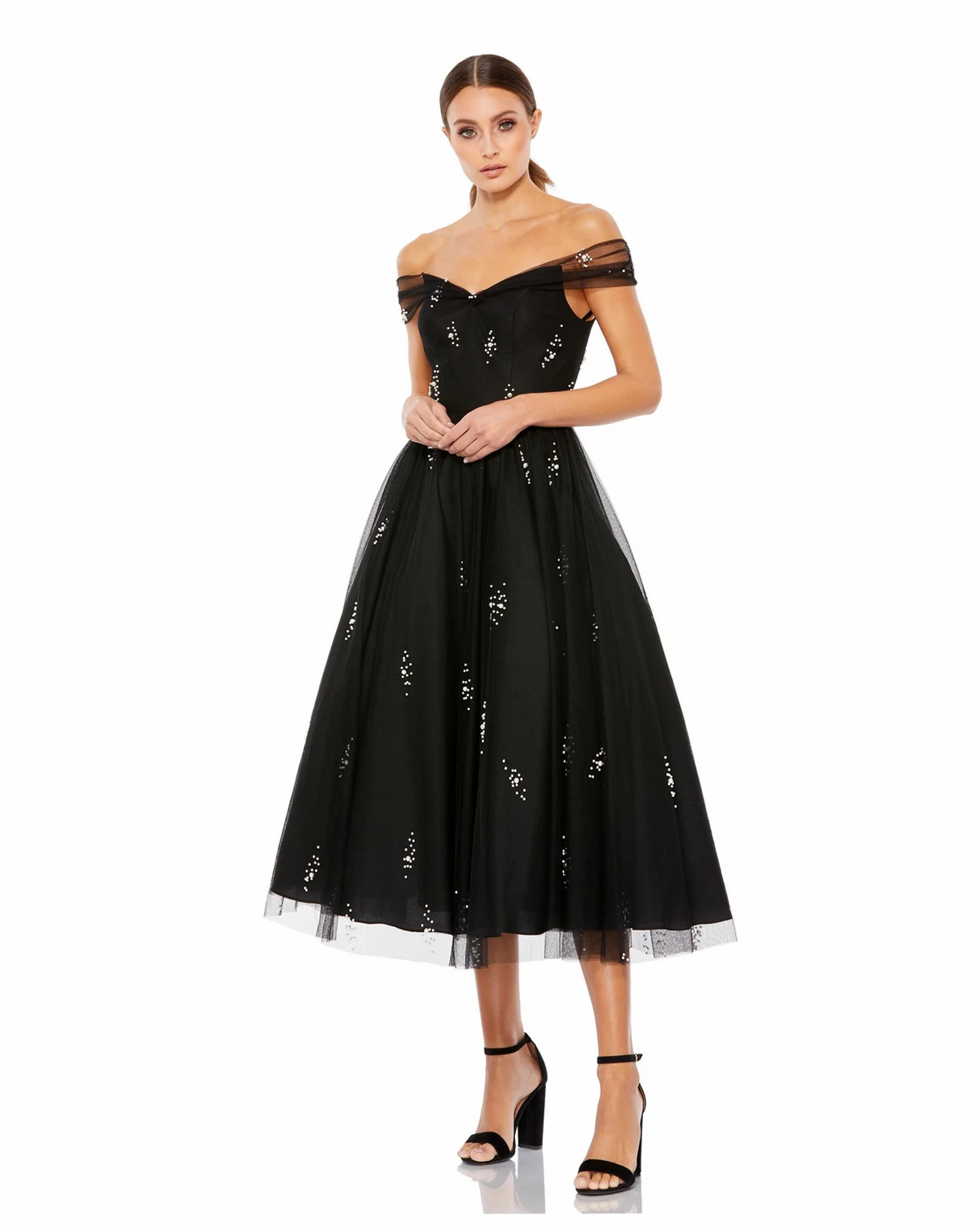 Women's Petite Ieena Off The Shoulder Embellished Tulle Cocktail Dress