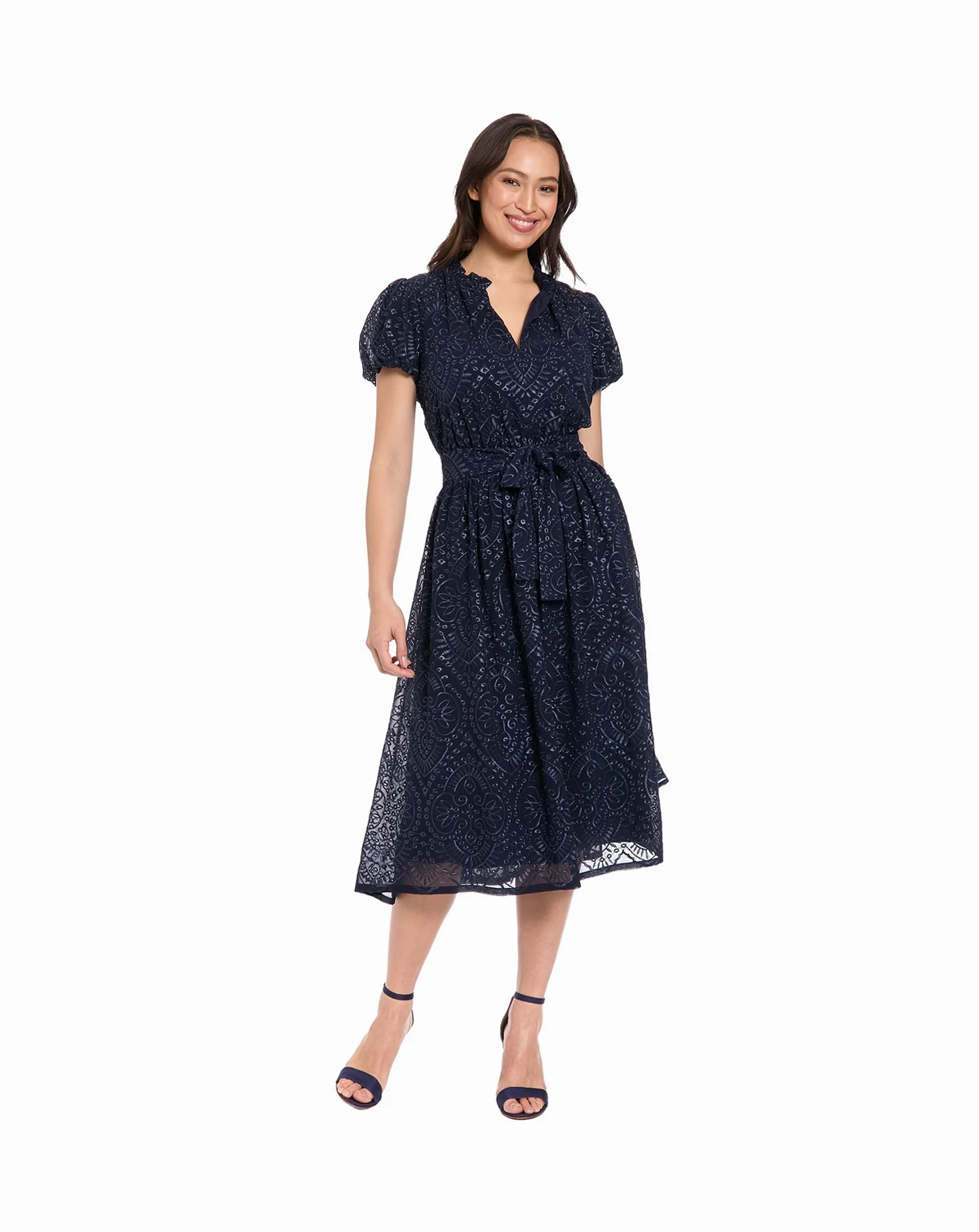Petite Notch Neck Short-Sleeve Dress
