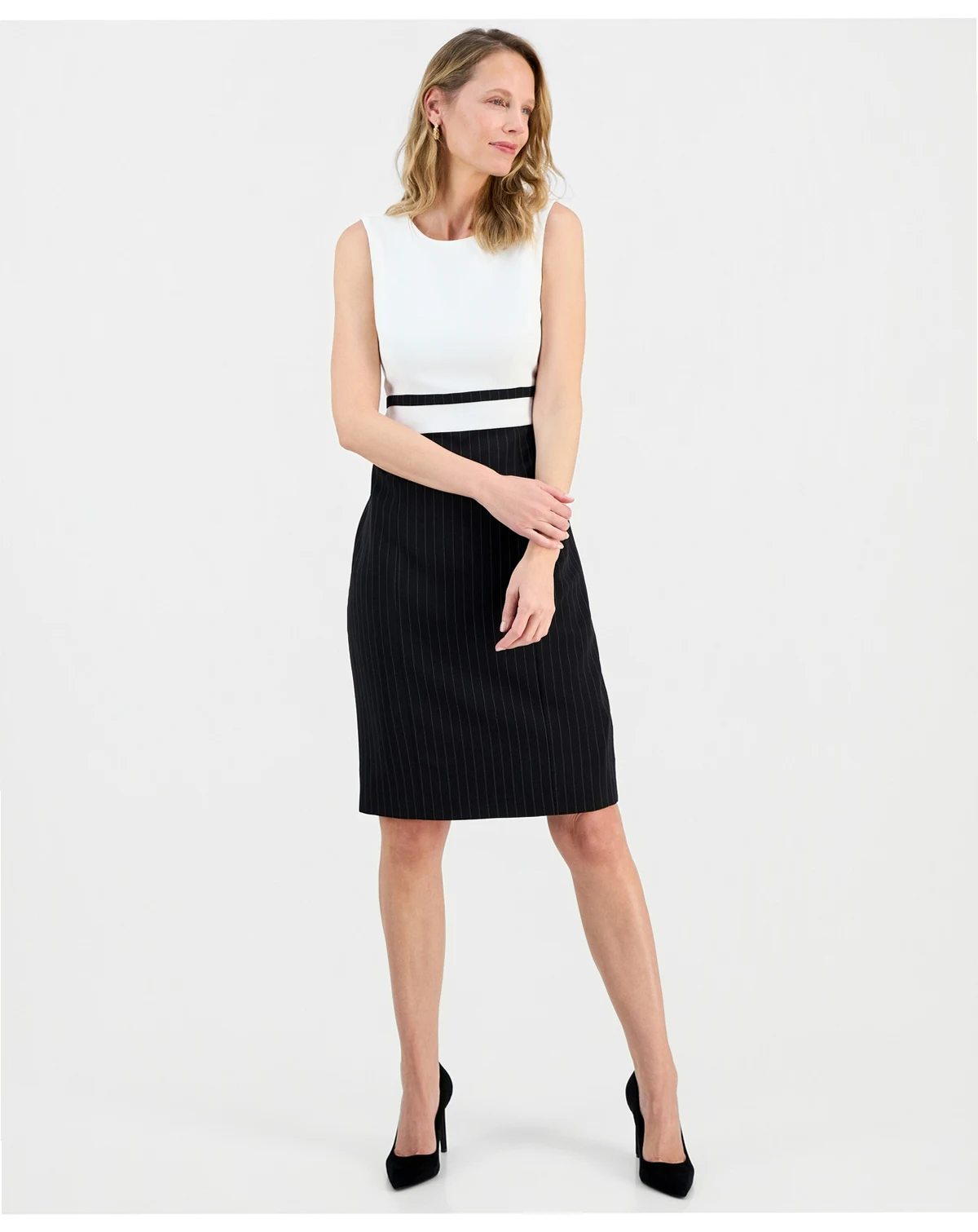 Women's Colorblocked Stretch Crepe Sheath Dress Regular & Petites