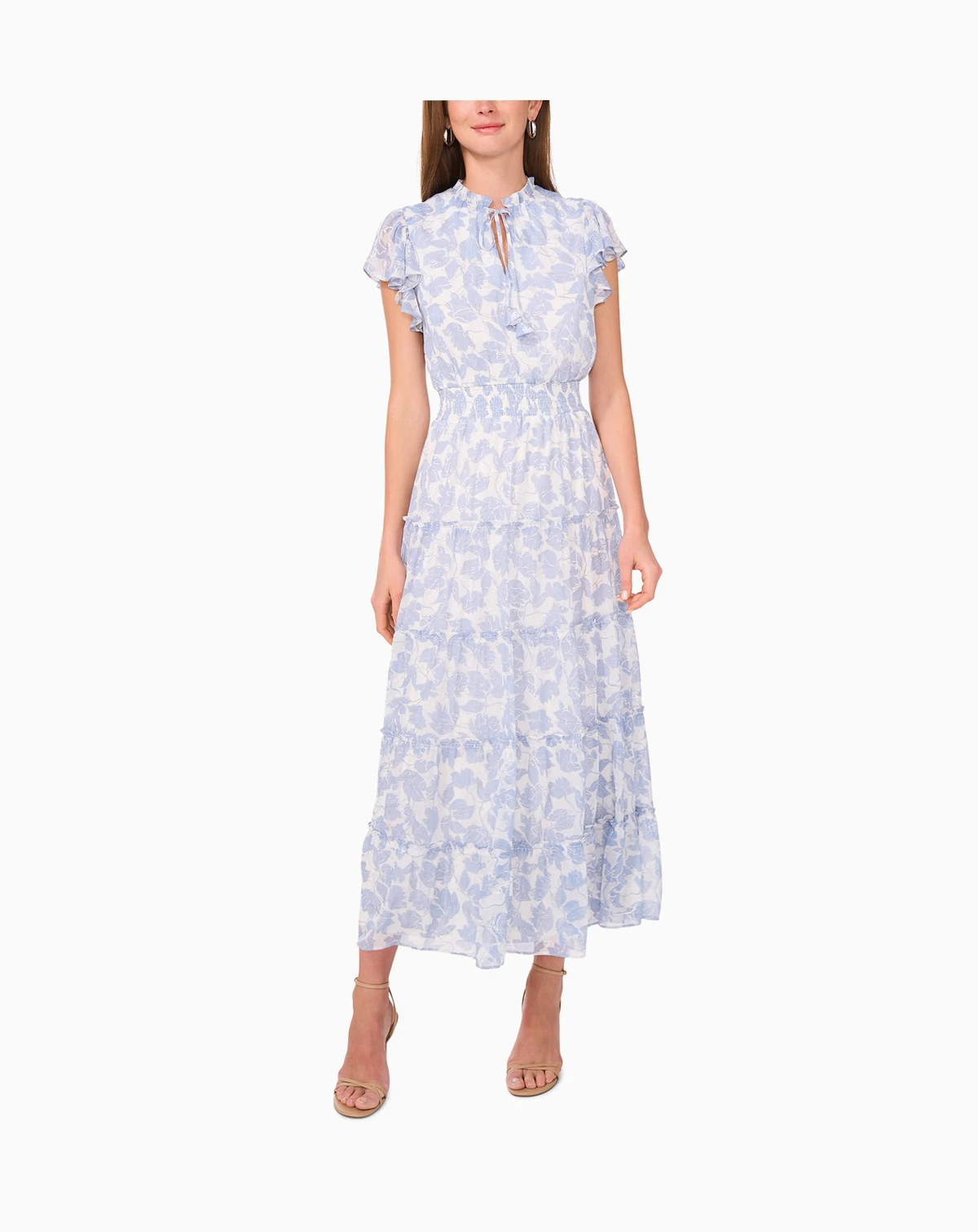 Petite Split Neck Tiered Maxi Dress