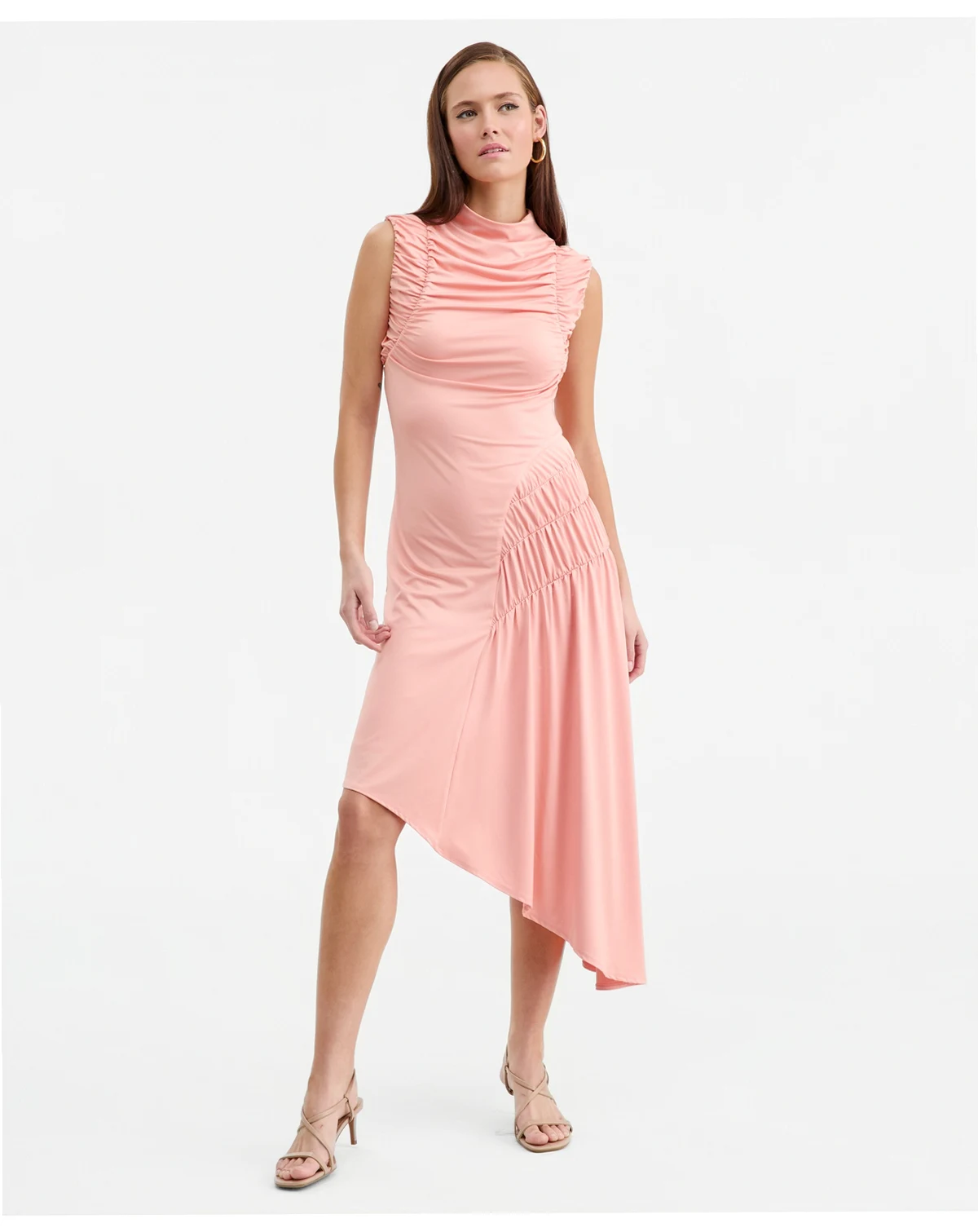 Women's Ruched Asymmetric Midi Dress, Macy's Exclusive