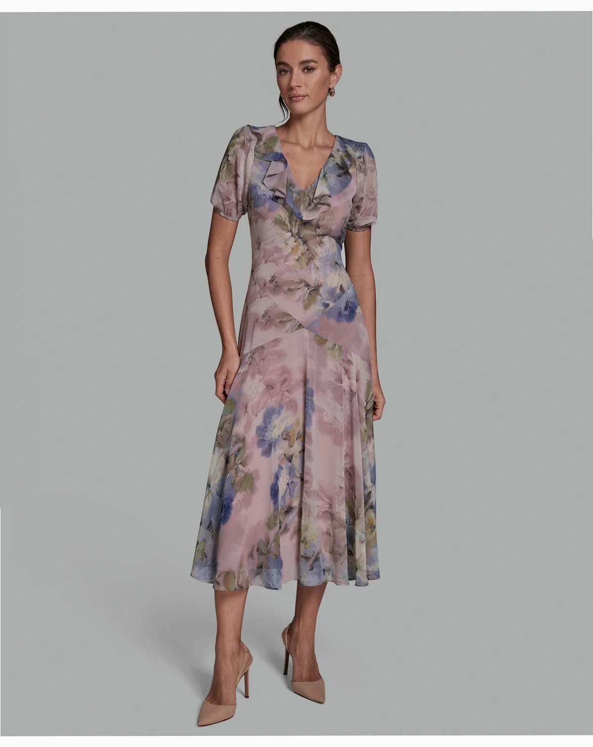Women's V-Neck Midi Shift Dress