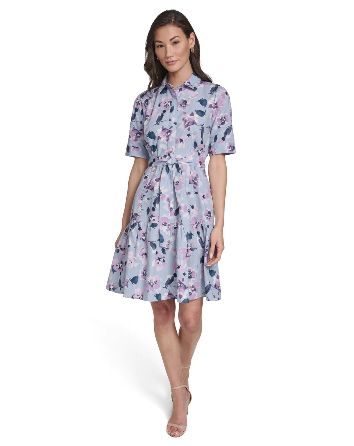 Women's Short-Sleeve Collared Shirt Dress