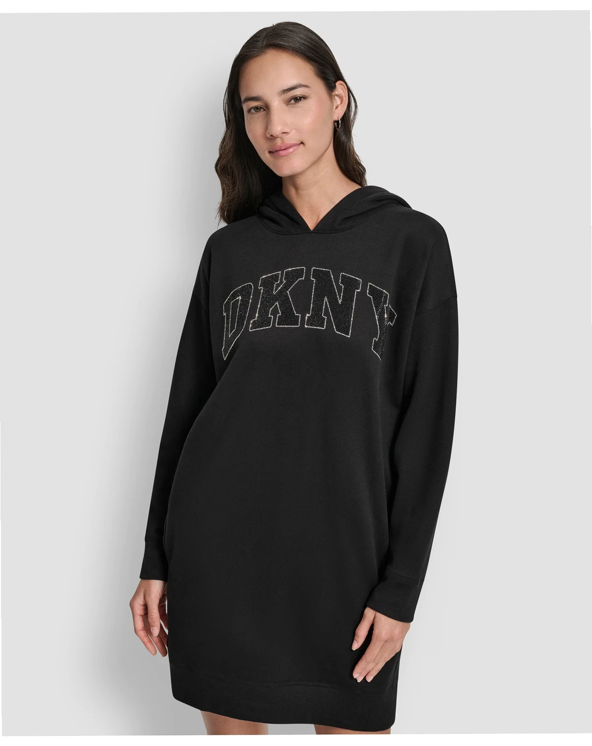 Women's Exploded Rhinestone Varsity Logo Hoodie Sneaker Dress