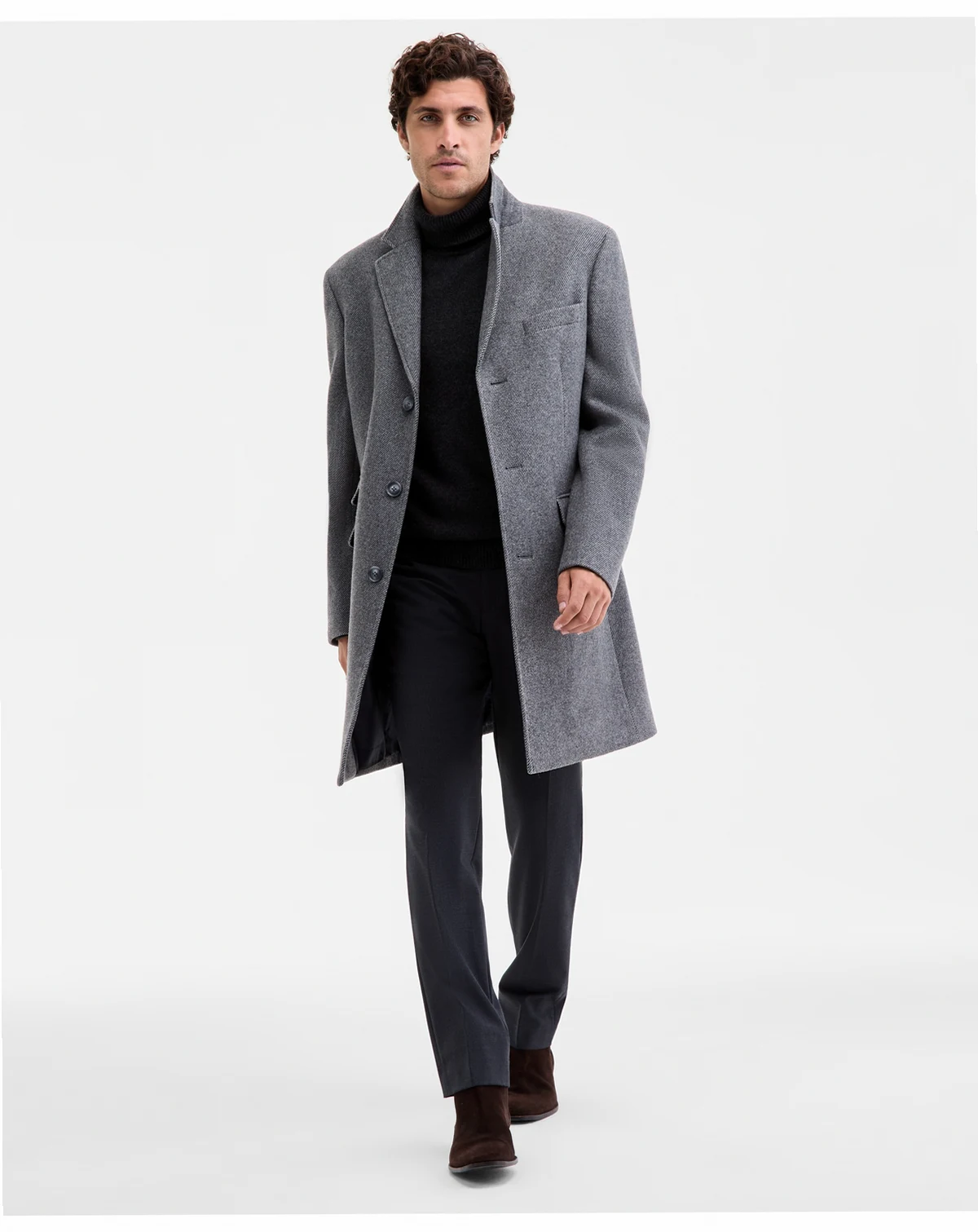 Ted by Men's Classic-Fit Twill Wool-Blend Overcoat