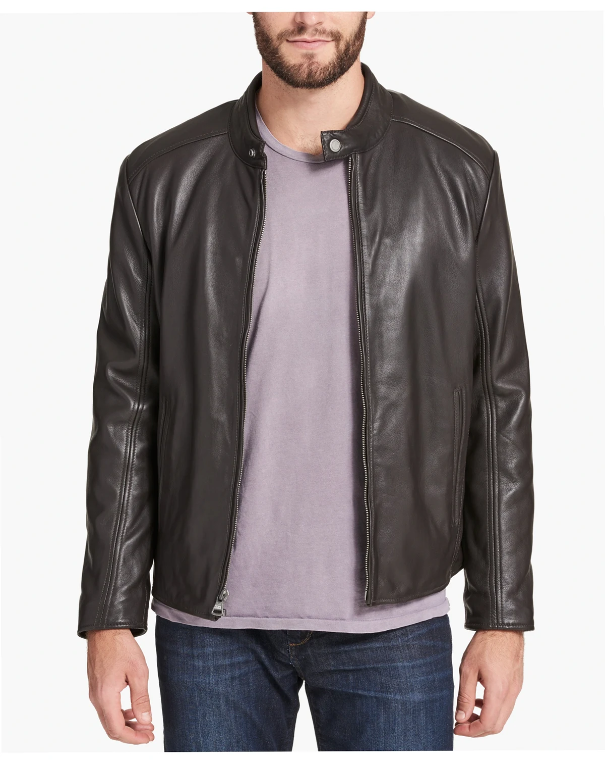 Men's Leather Moto Jacket, Created for Macy's