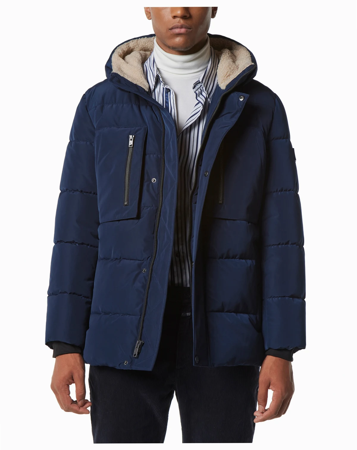 Men's Yarmouth Micro Sheen Parka Jacket with Fleece-Lined Hood