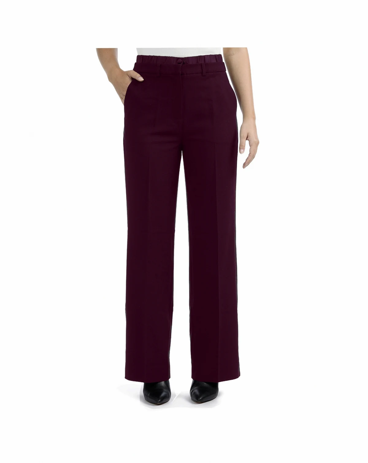 Women's Straight Leg Pant with Satin Waistband