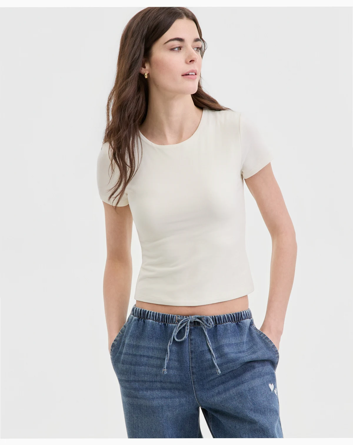 Juniors' Double-Layer Short-Sleeve T-Shirt