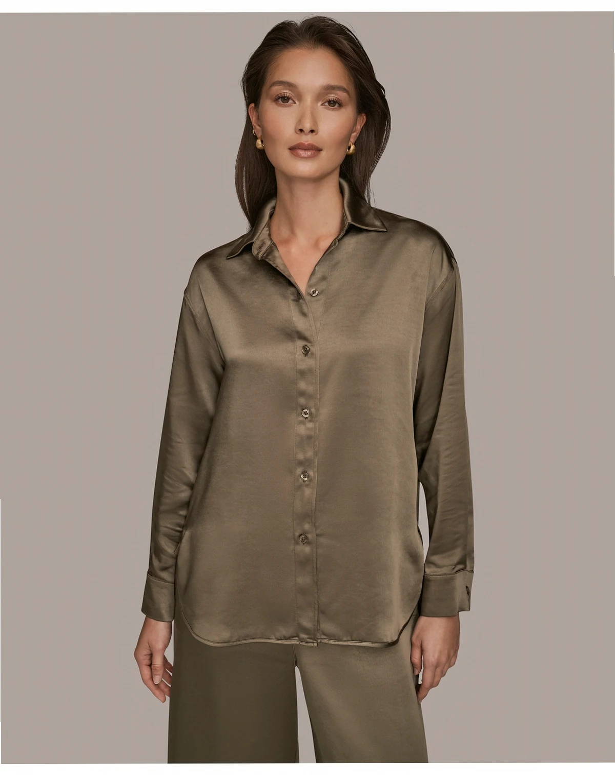 Women's Satin Button-Down Shirt
