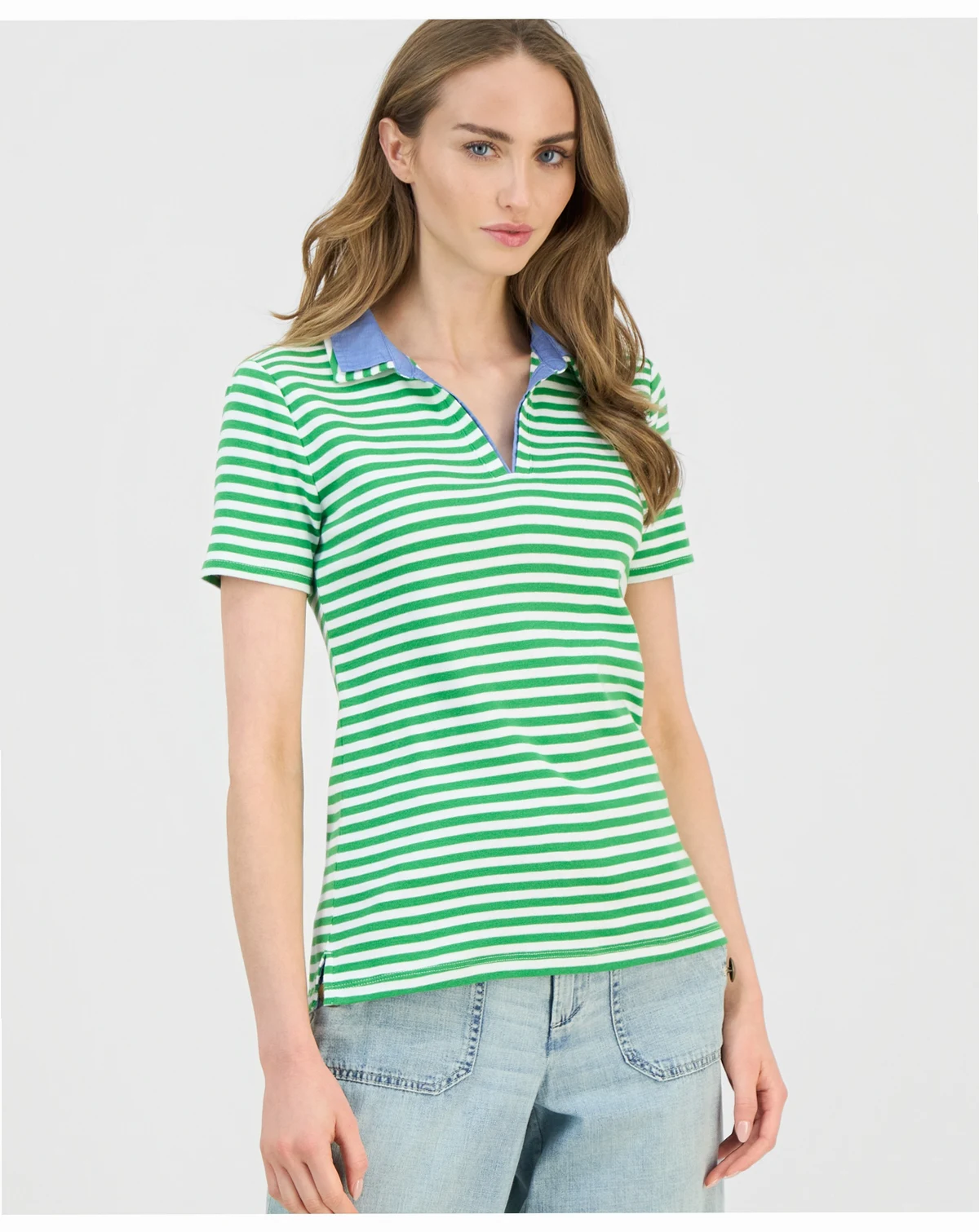 Nautica Women's Cotton Double-Collar Polo T-Shirt