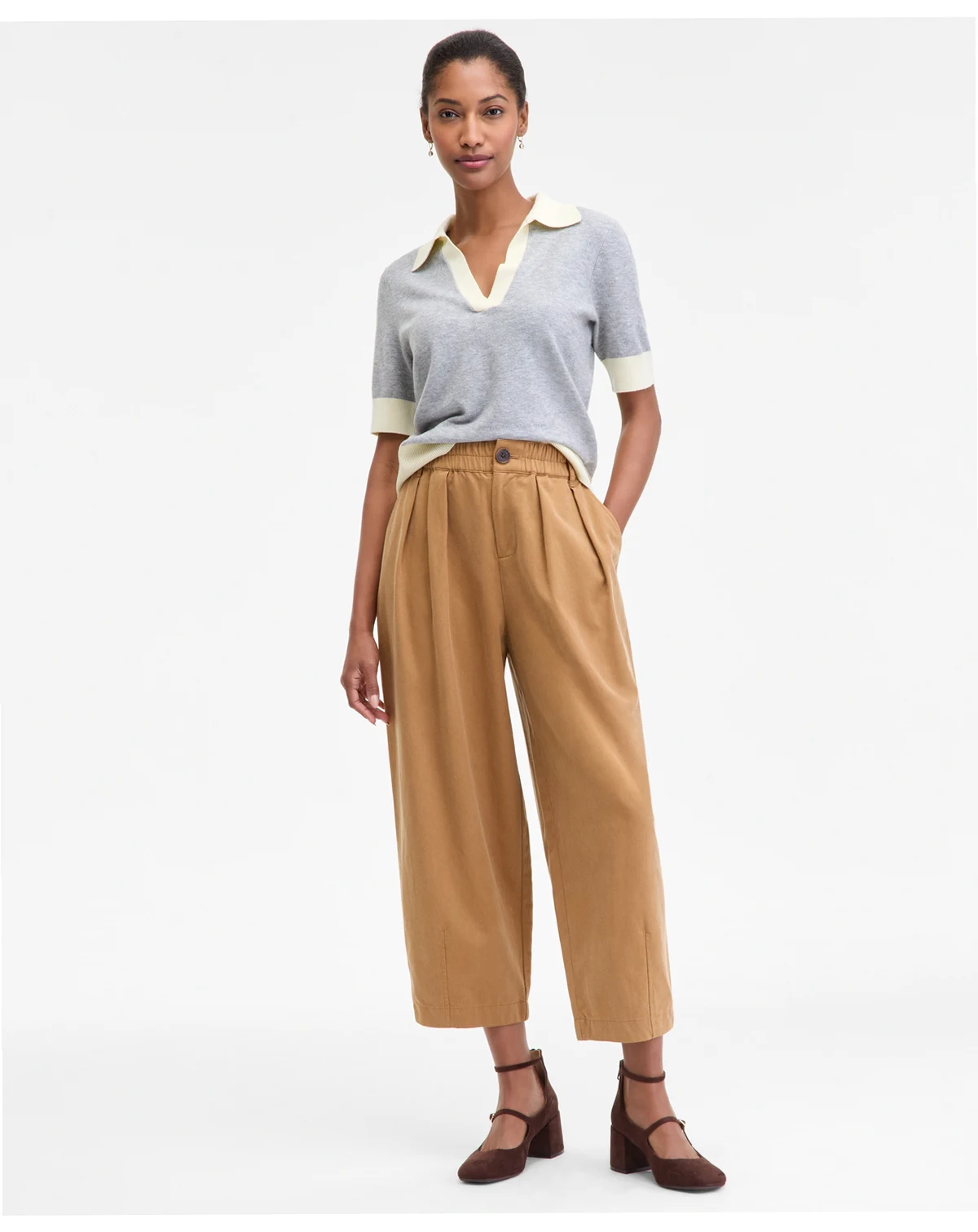 Women's Pleated Barrel-Leg Ankle Pants, Macy's Exclusive