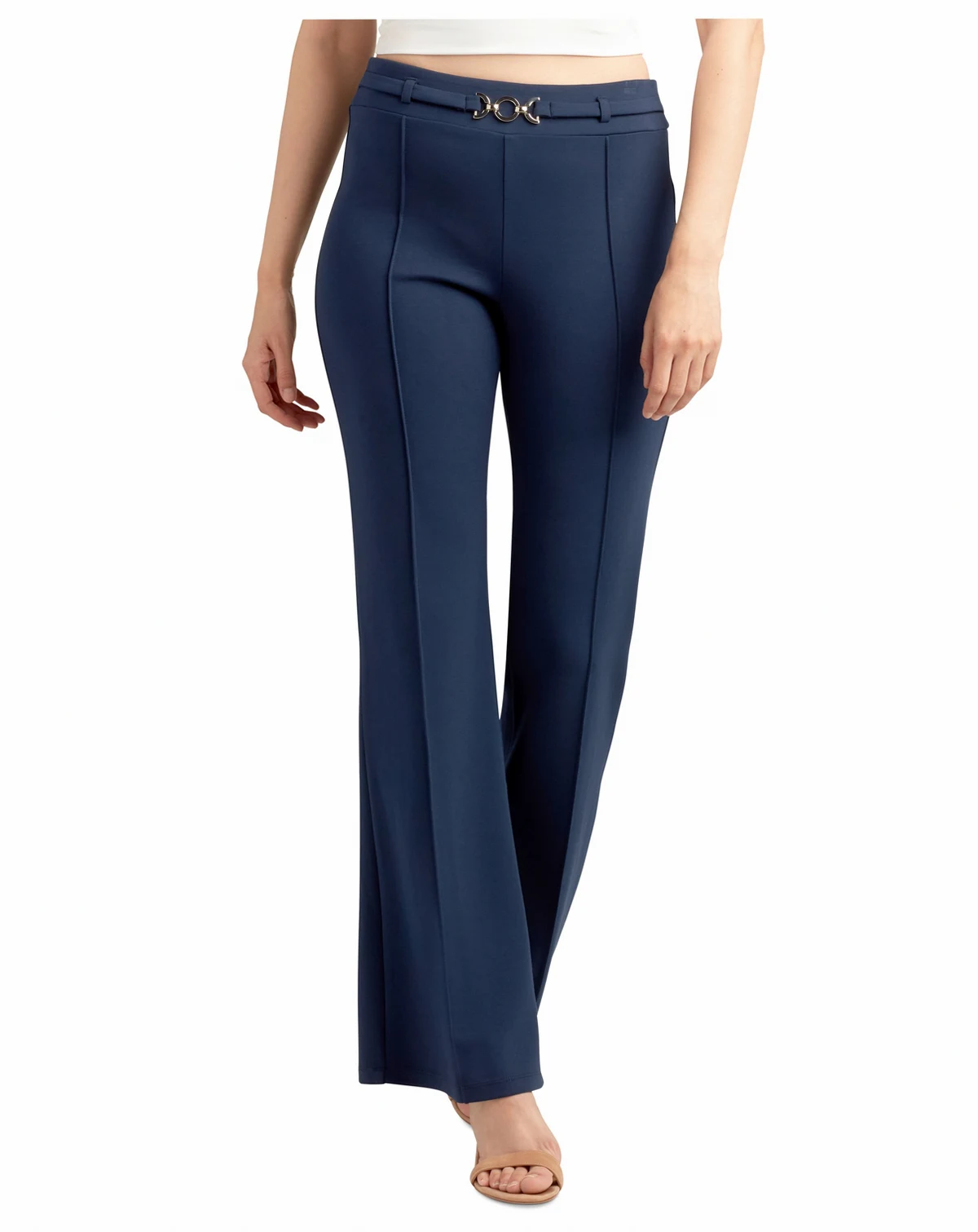 Juniors' Solid Pull-On Belted Pants