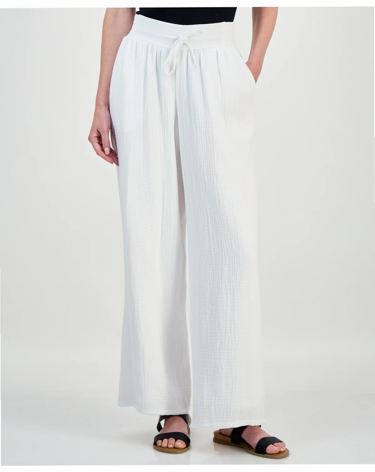 Women's Wide Leg Cotton Gauze Pants, Created for Macy's