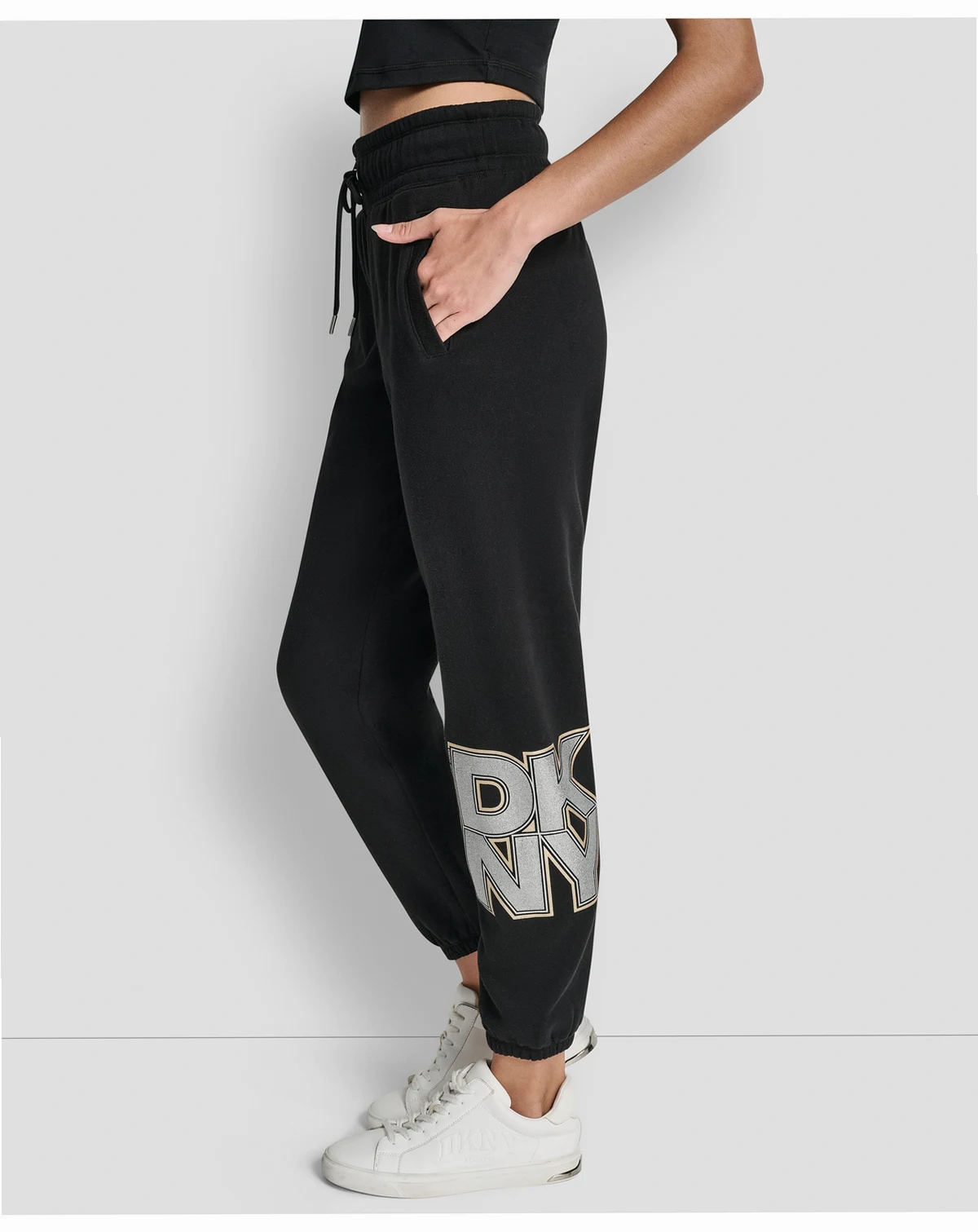 Women's Mixed Metal Stacked Glitter Logo Jogger