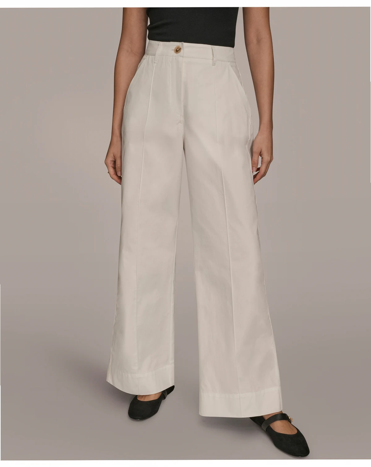 Women's High-Rise Cotton Twill Pintuck Trousers
