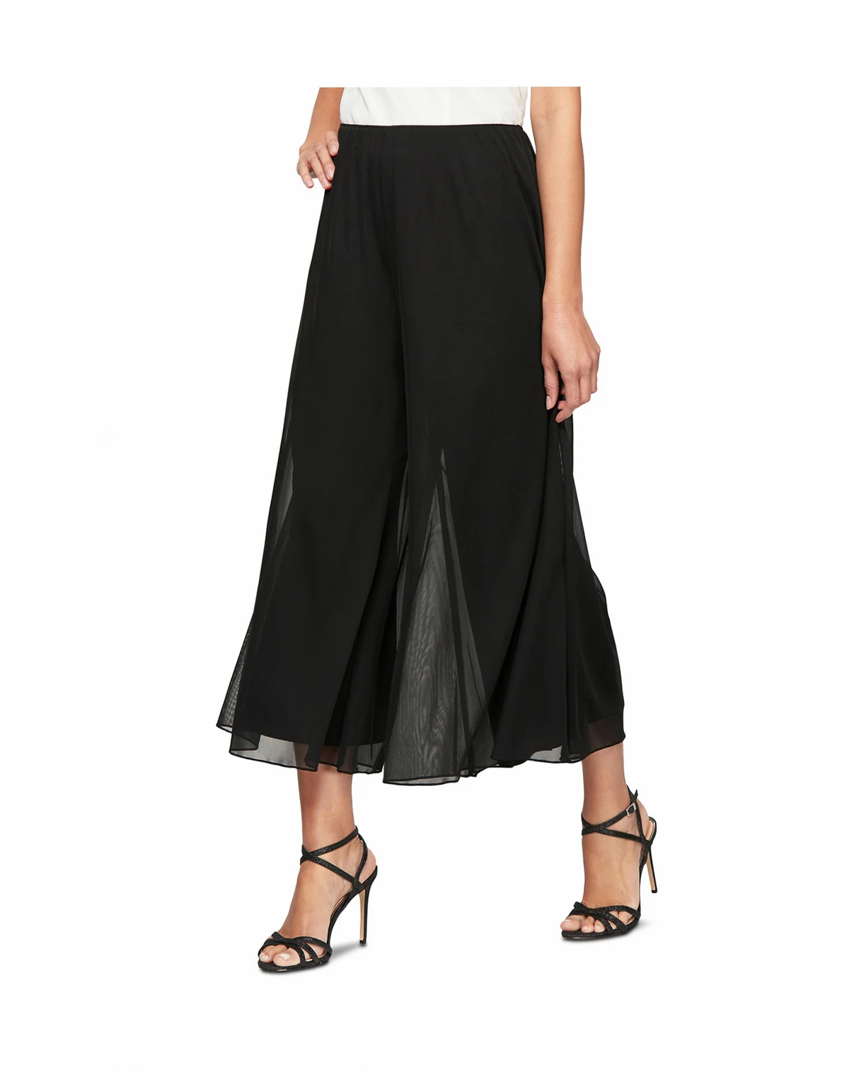 Chiffon Wide-Leg Capri Pants